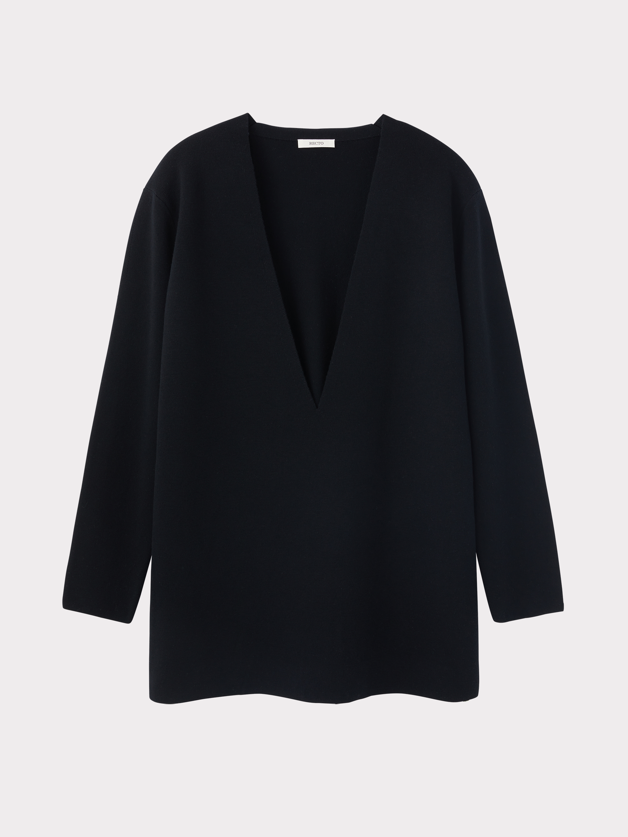 Deep V-Neck Knit Top (Black)