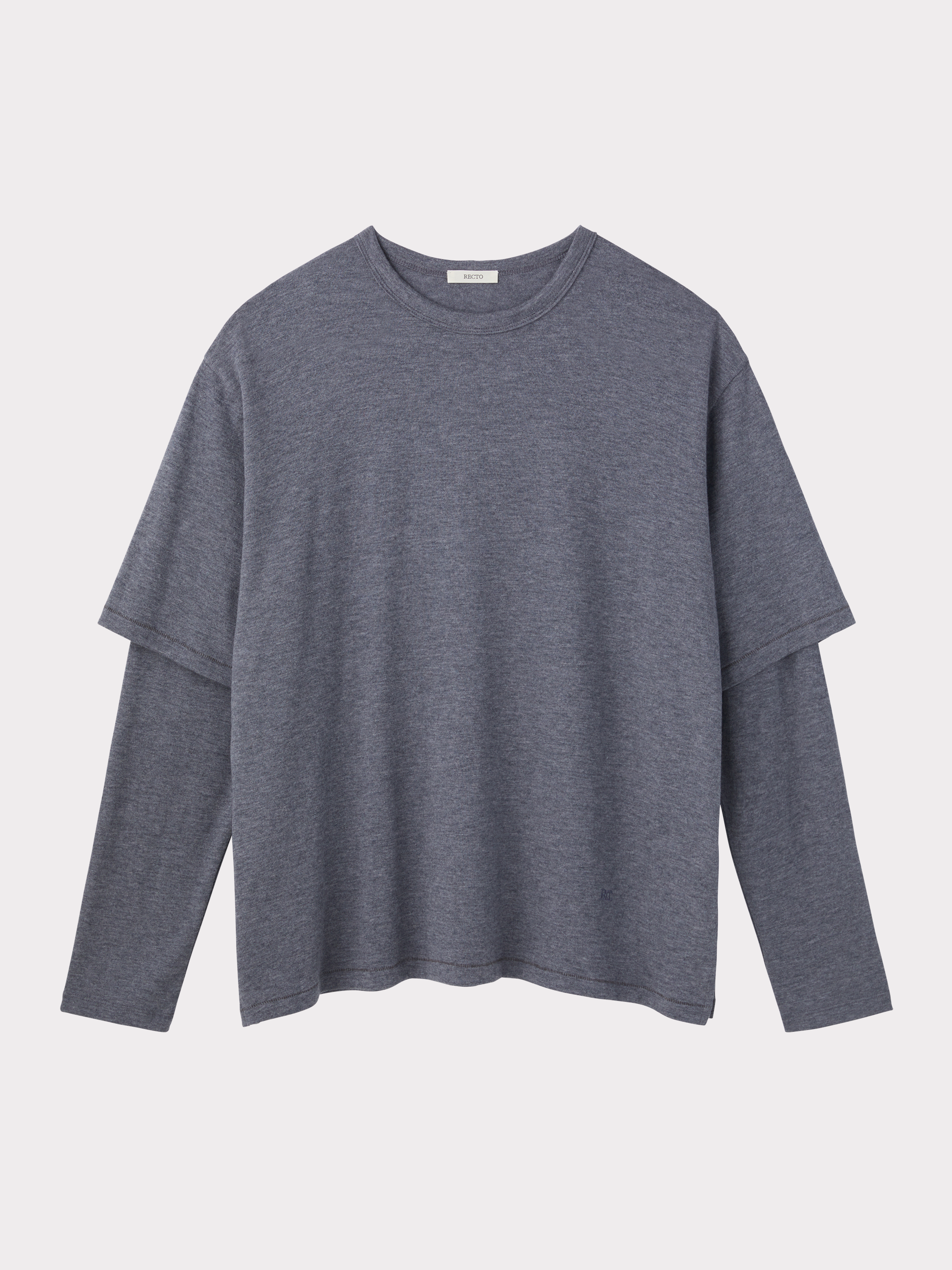 Layered Sleeves Wool Silk Top (Melange Grey)