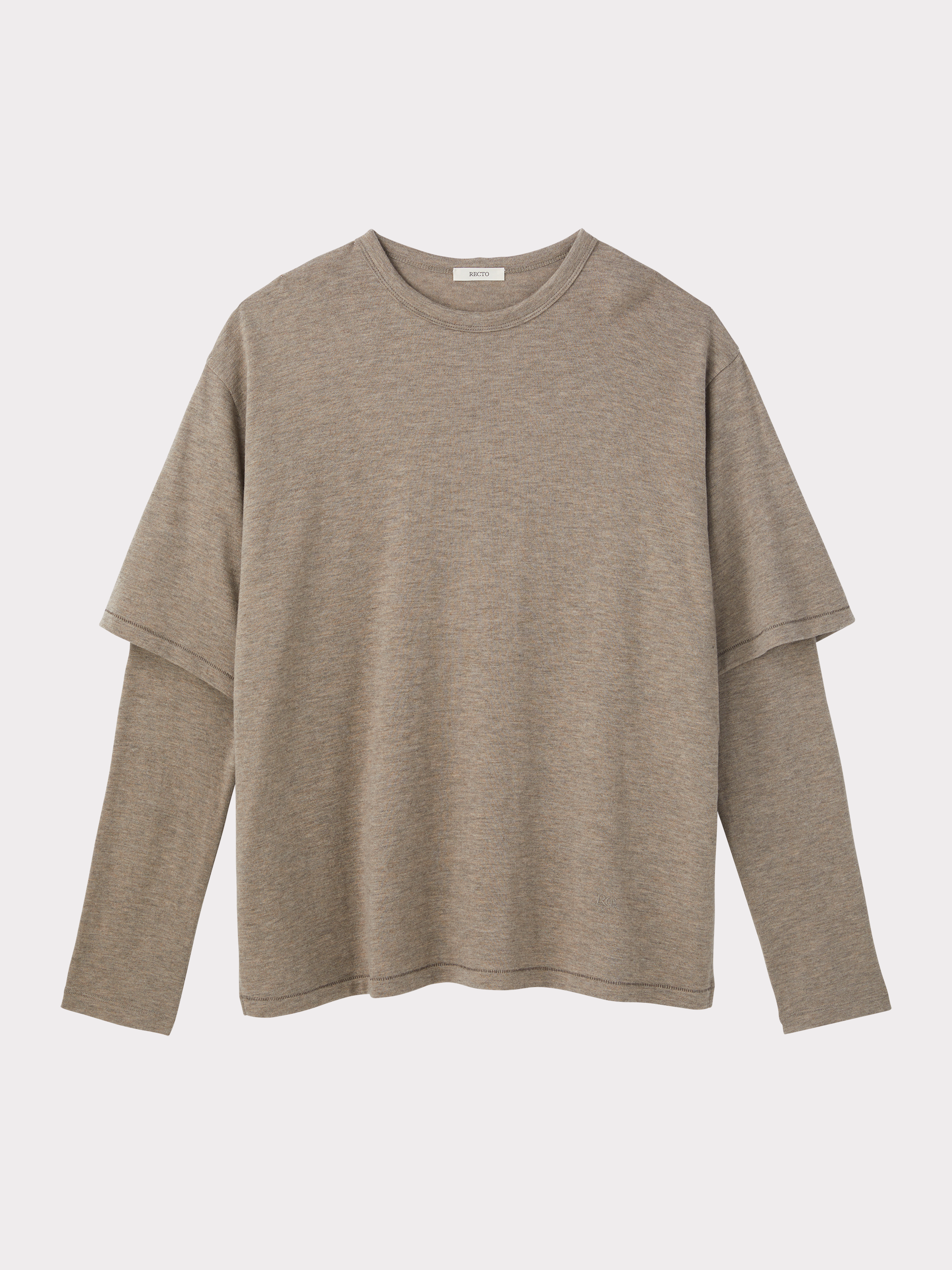 Layered Sleeves Wool Silk Top (Light Sepia)