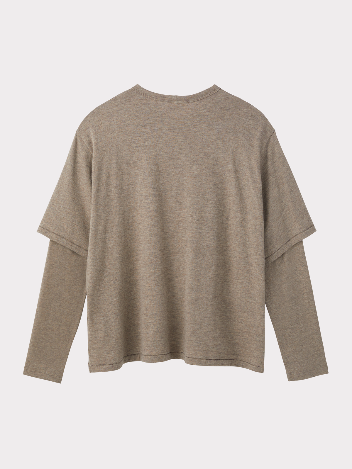 Layered Sleeves Wool Silk Top (Light Sepia)