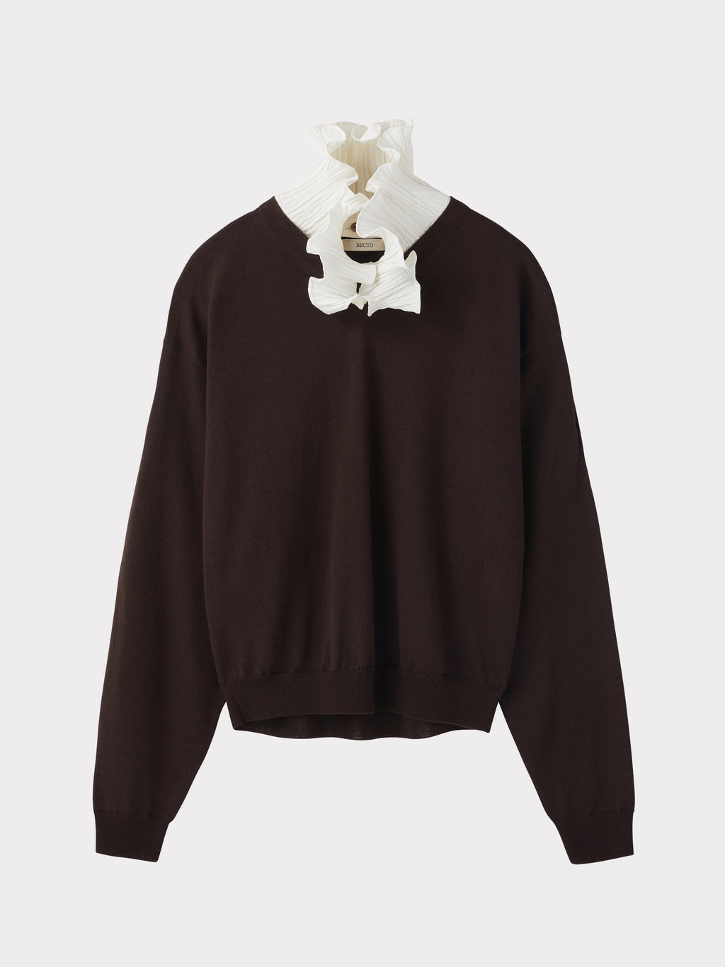 Detachable Collar Knit Top (Brown)