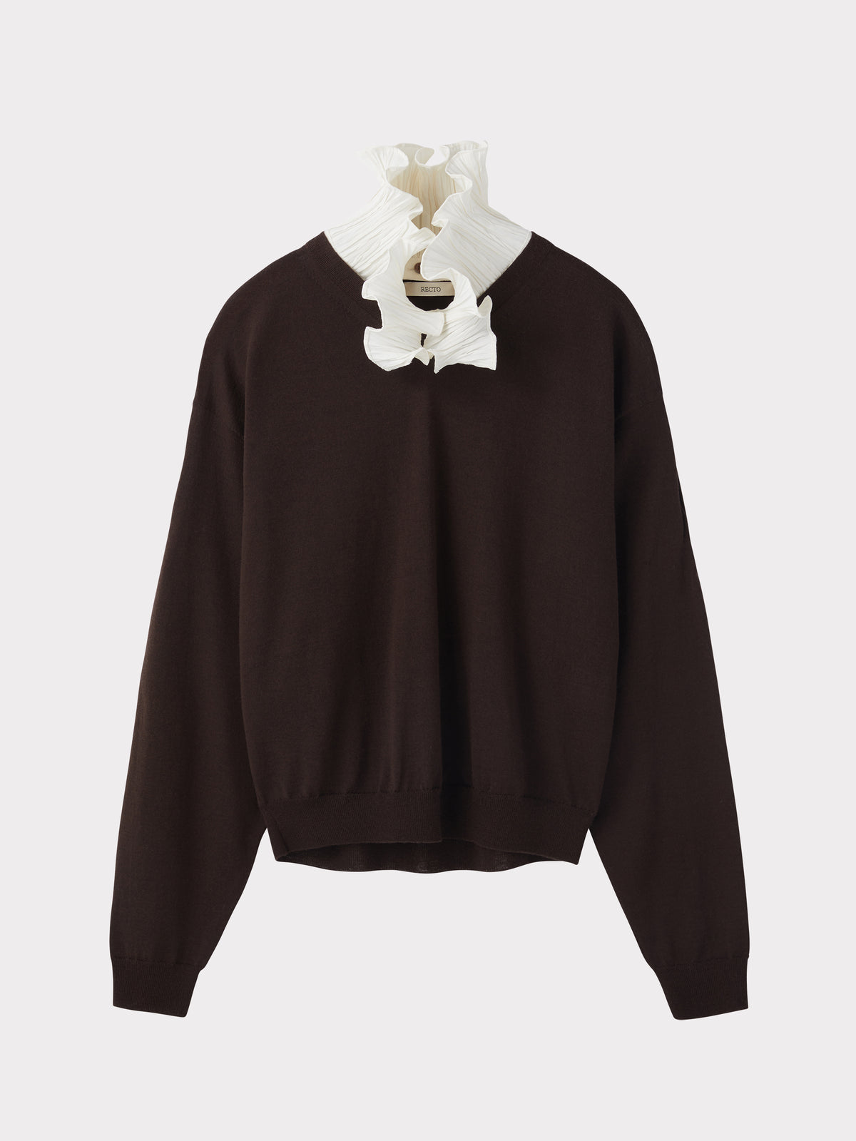 Detachable Collar Knit Top (Brown)