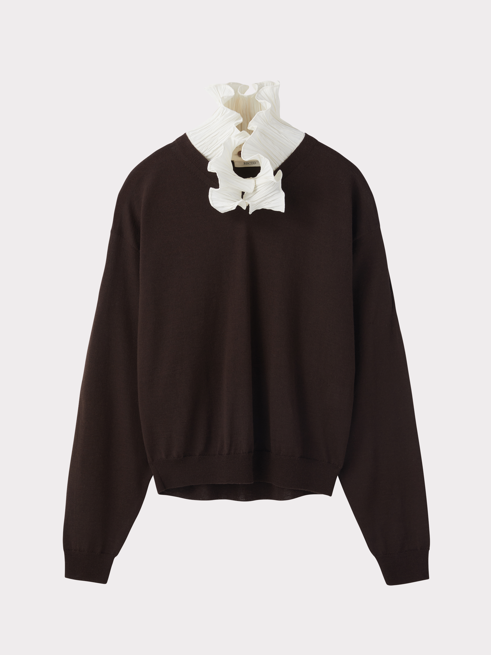 Detachable Collar Knit Top (Brown)
