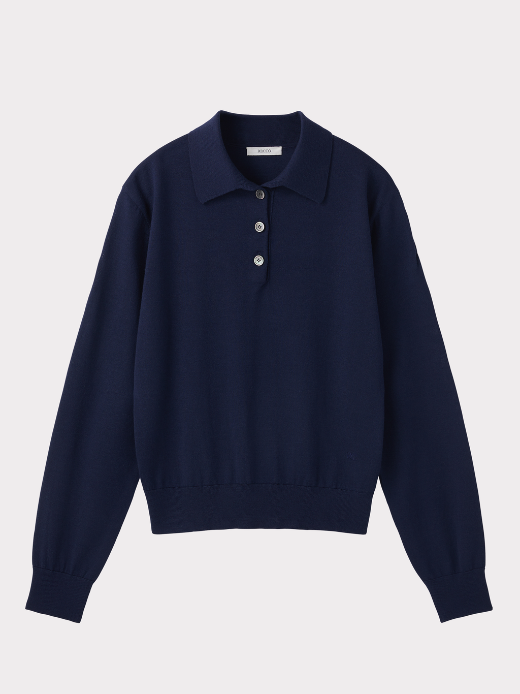 Classic Wool Polo Knit Top (Ink Navy)
