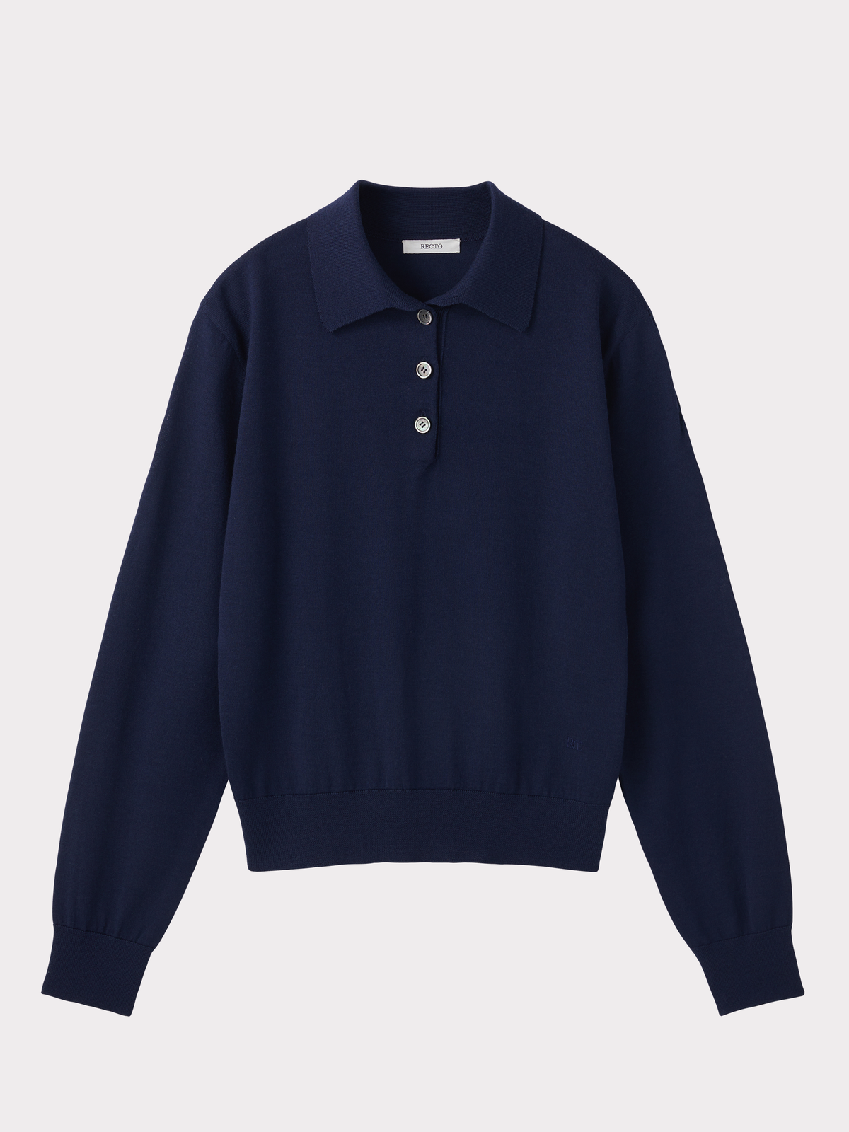 Classic Wool Polo Knit Top (Ink Navy)
