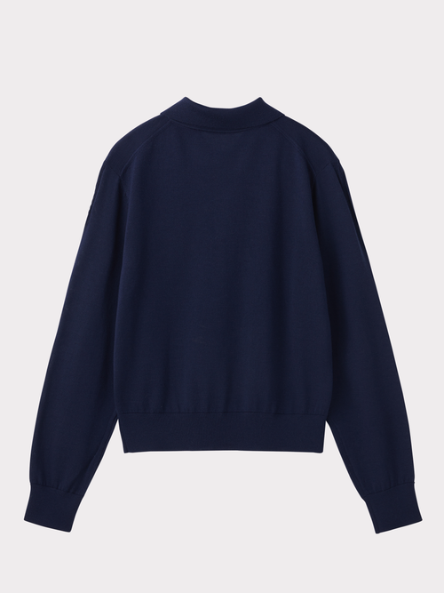 Classic Wool Polo Knit Top (Ink Navy)