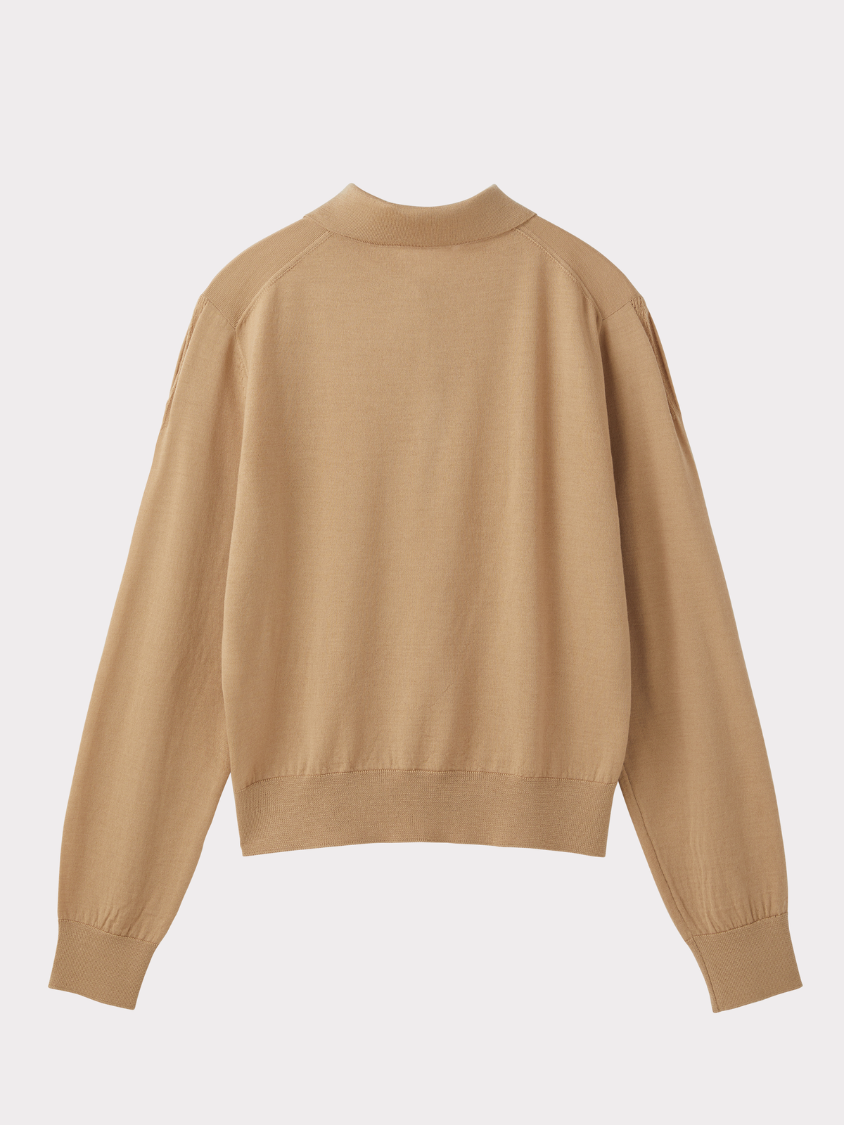 Classic Wool Polo Knit Top (Beige)