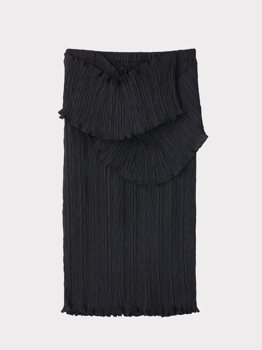 Pleated Draped Waist Skirt (Black)