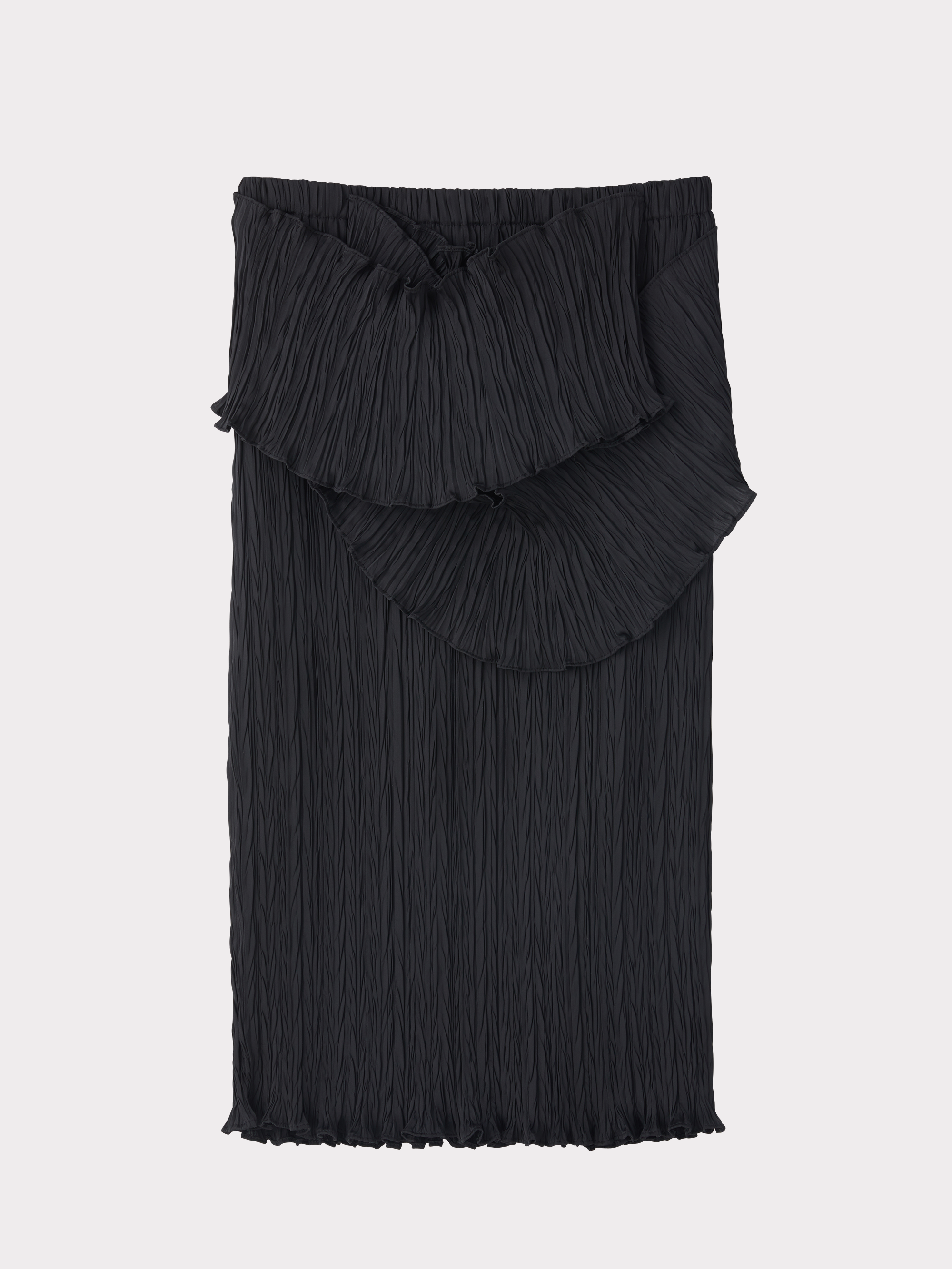 Pleated Draped Waist Skirt (Black)