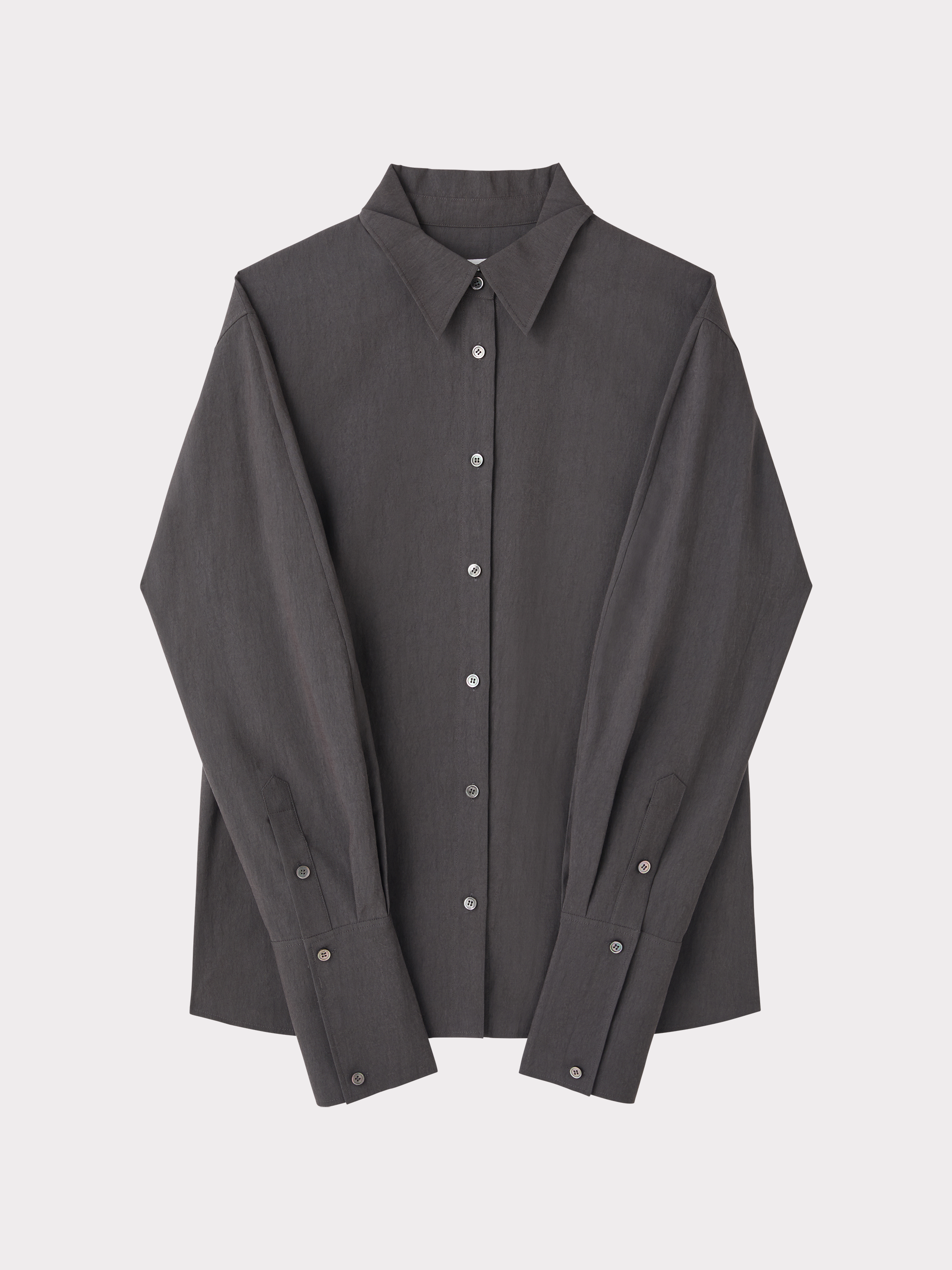Folded Collar Point Shirt (Stone Grey)