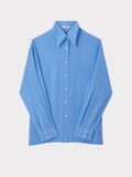 Point Collar Fluid Shirt (Turquoise Blue)
