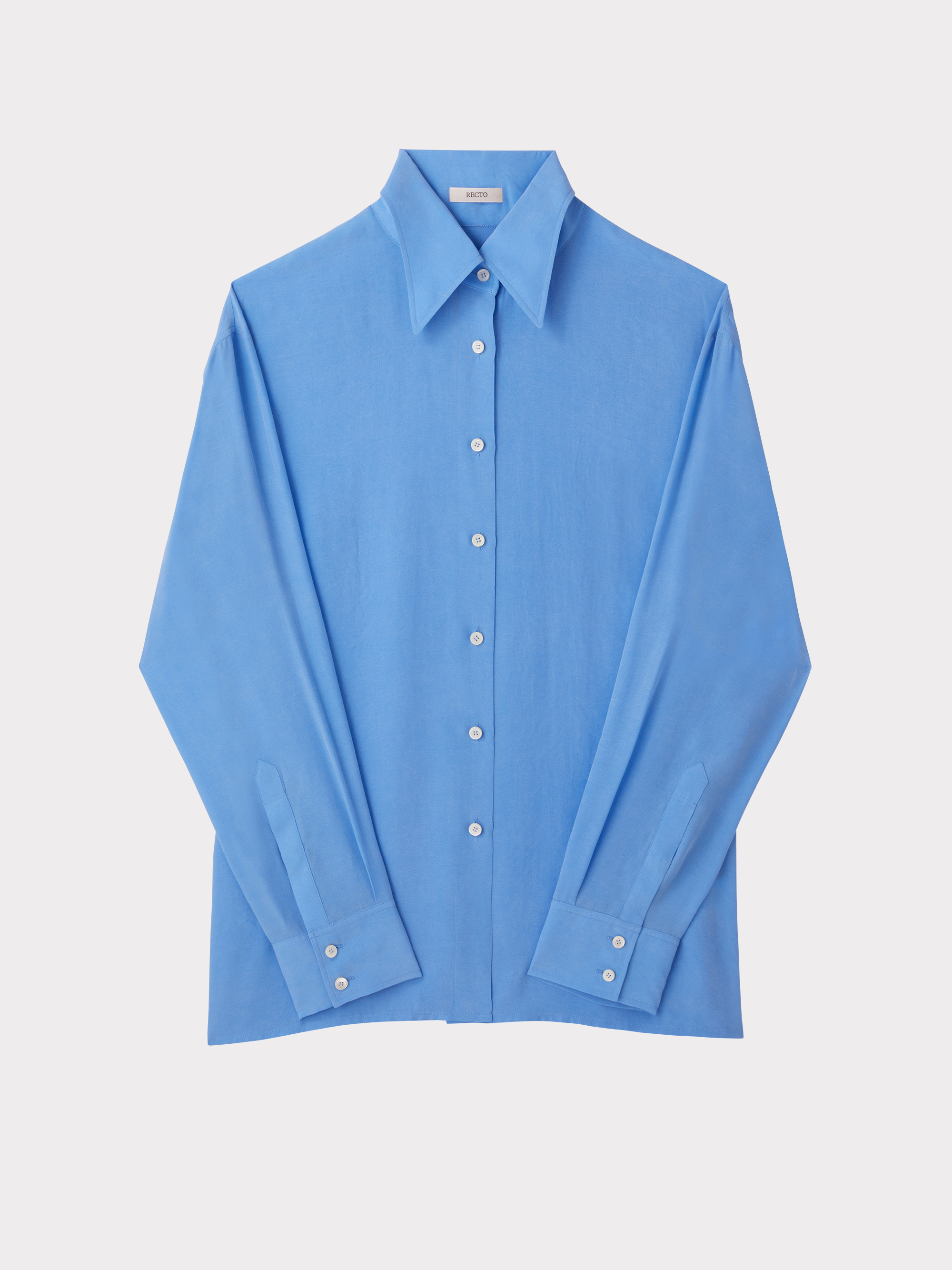 Point Collar Fluid Shirt (Turquoise Blue)