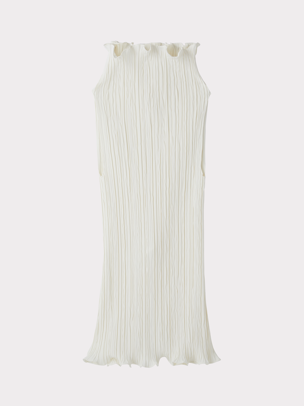 Pleated High Neck Top (Ivory)