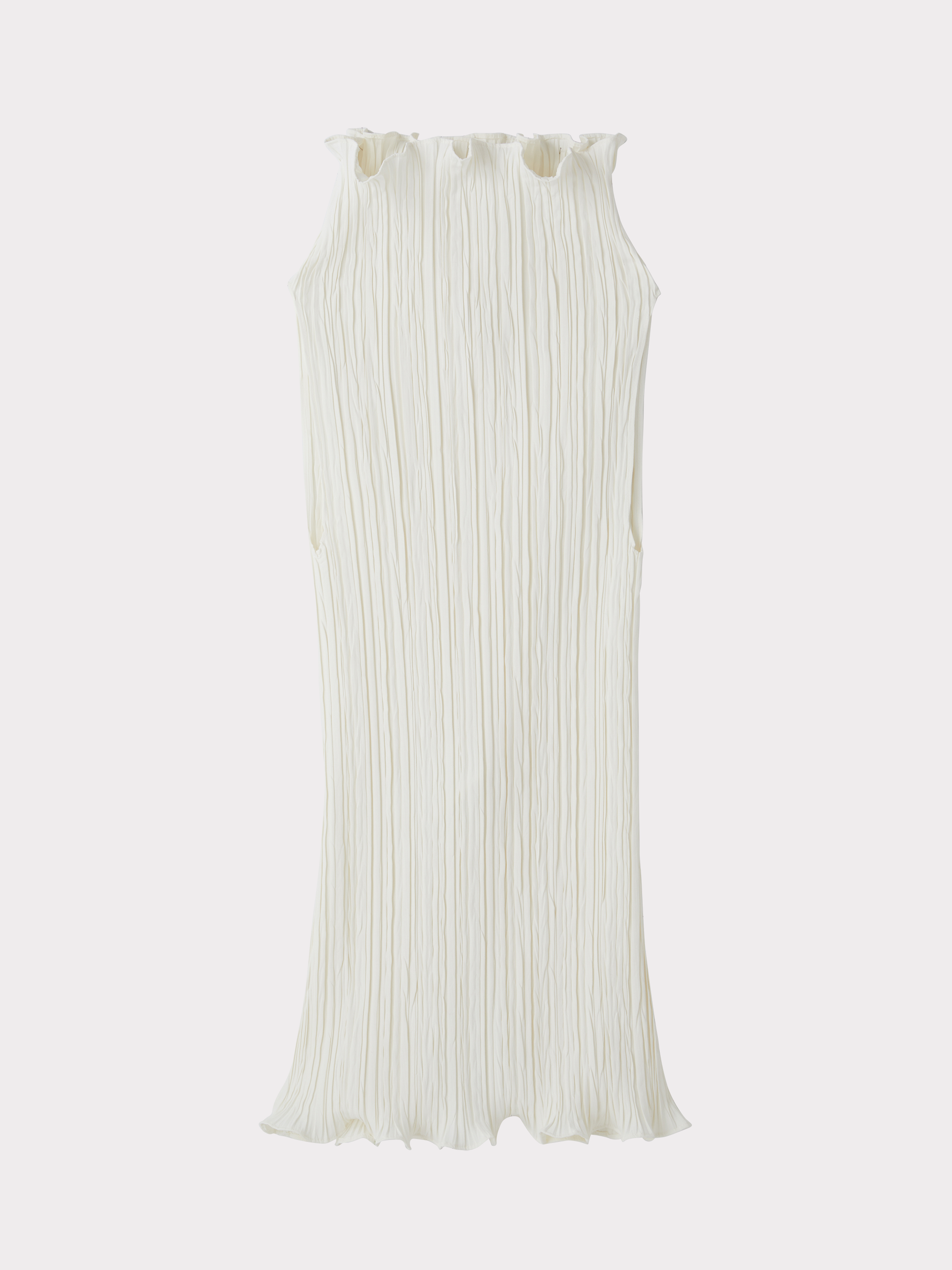 Pleated High Neck Top (Ivory)