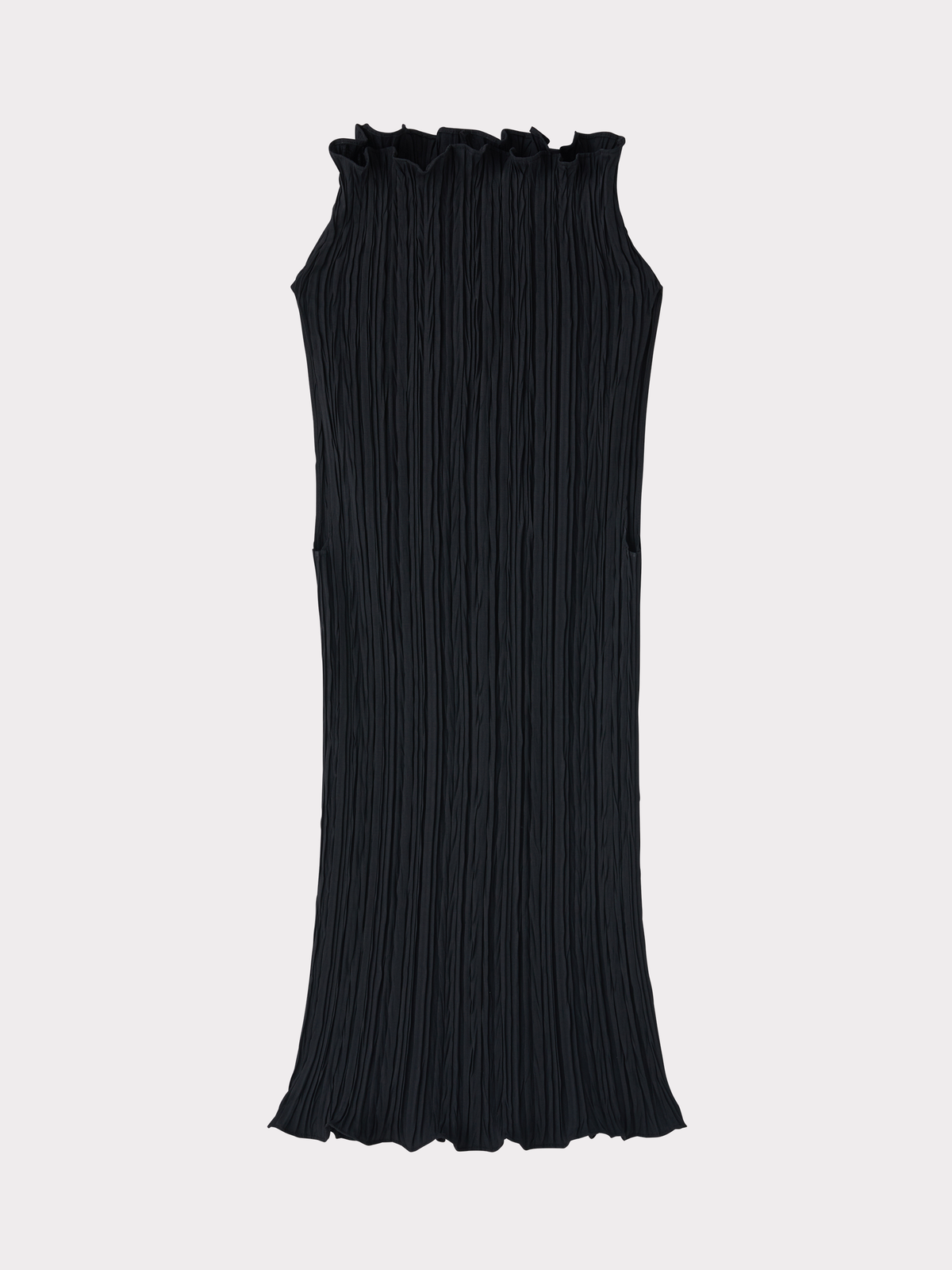 Pleated High Neck Top (Black)