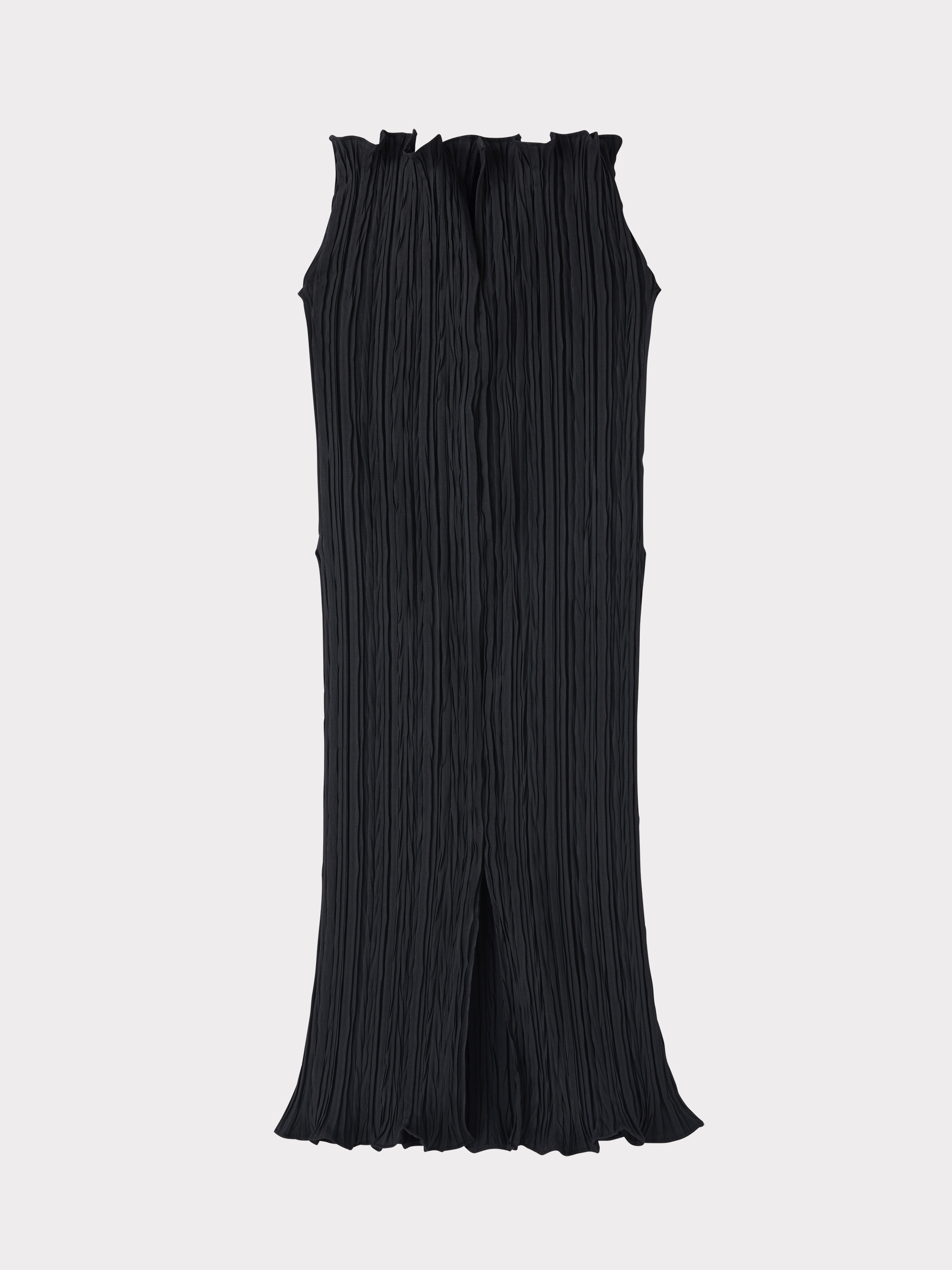 Pleated High Neck Top (Black)