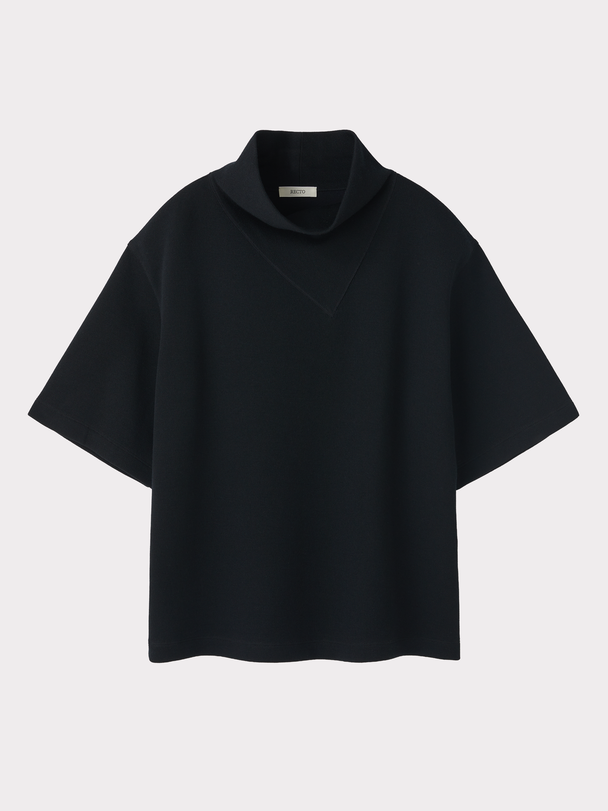 Scarf Neck Wool Jersey Top (Black)