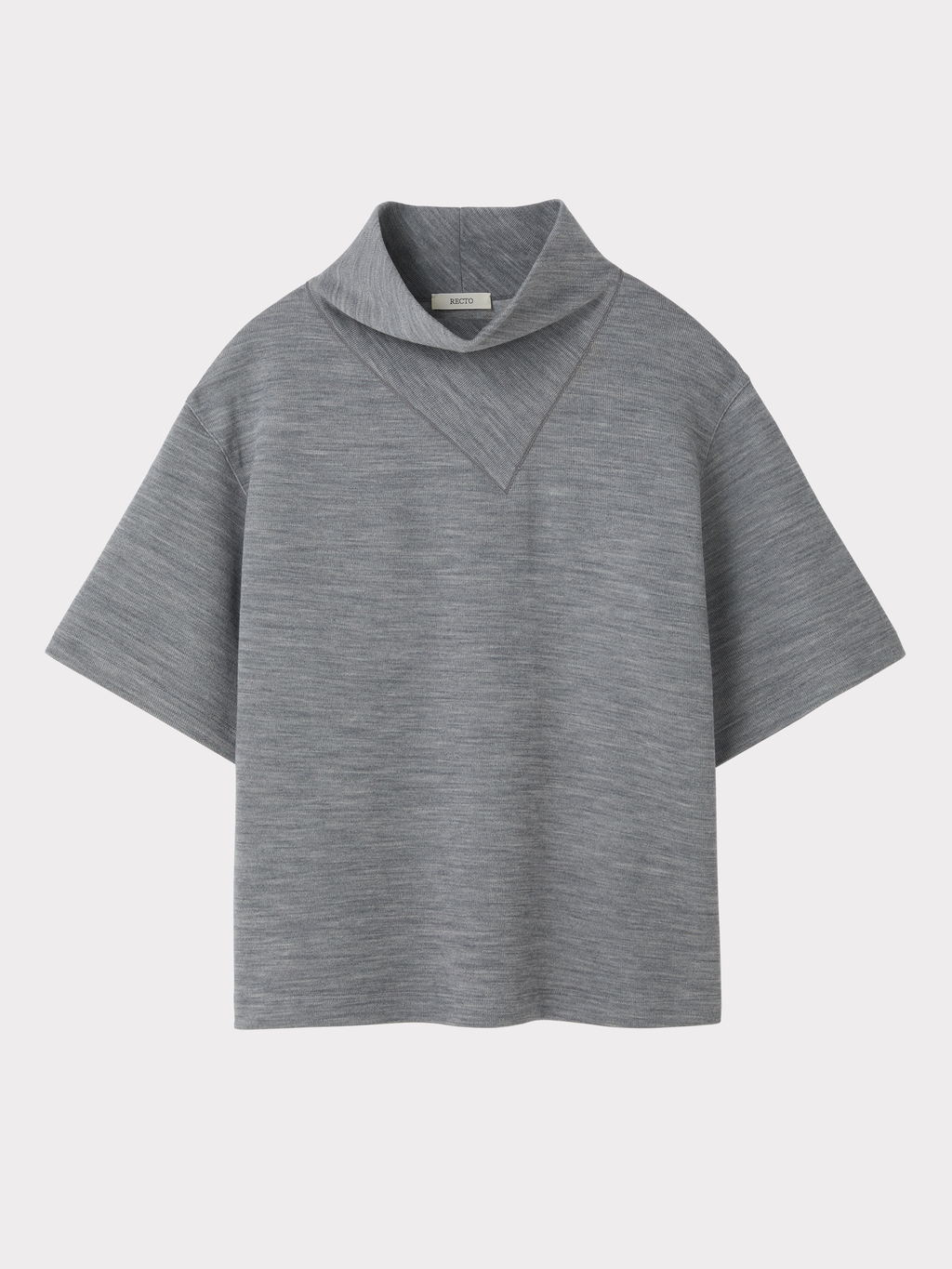 Scarf Neck Wool Jersey Top (Melange Grey)