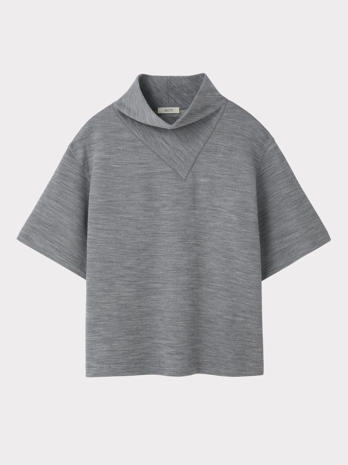 Scarf Neck Wool Jersey Top (Melange Grey)