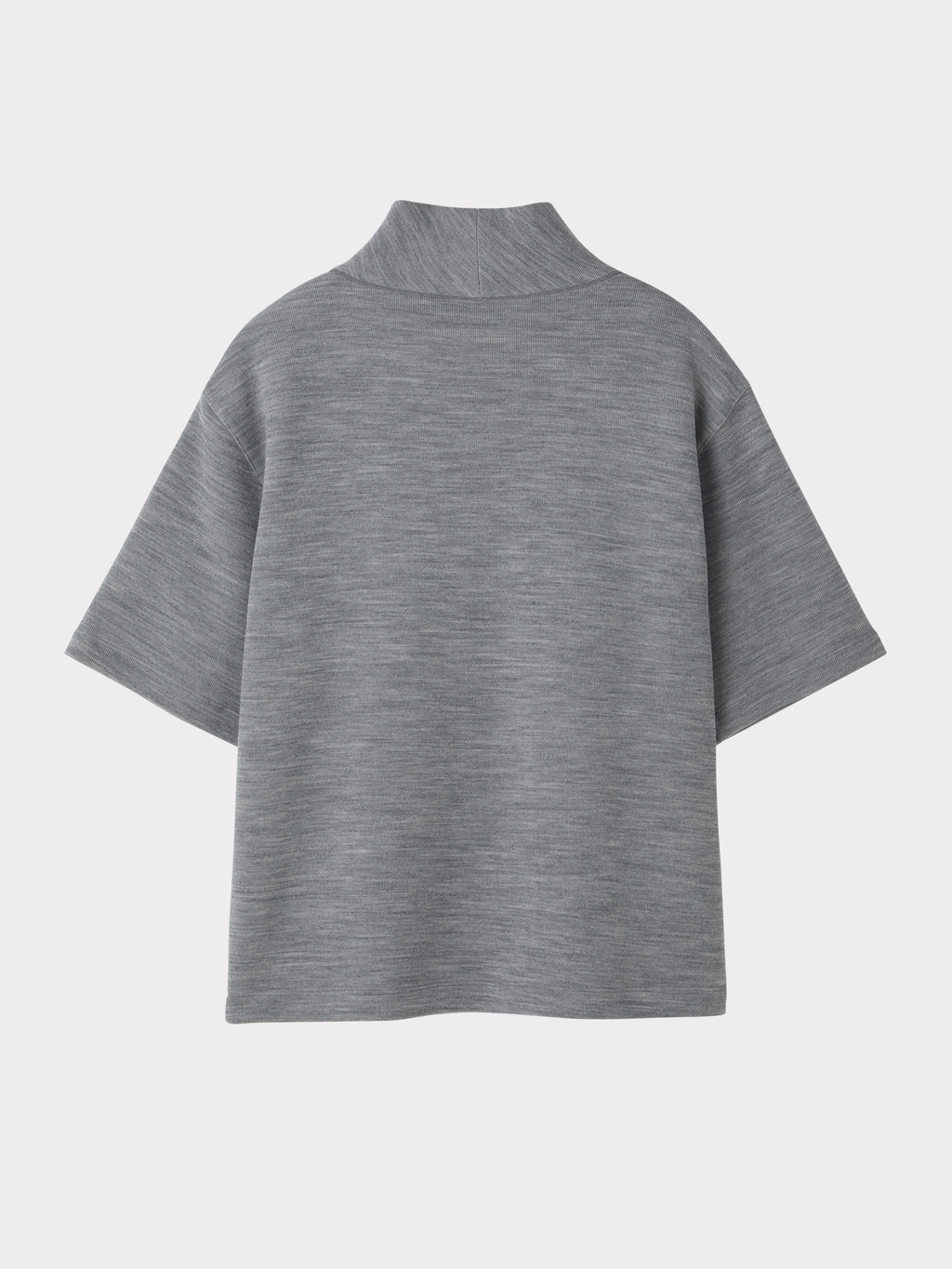 Scarf Neck Wool Jersey Top (Melange Grey)