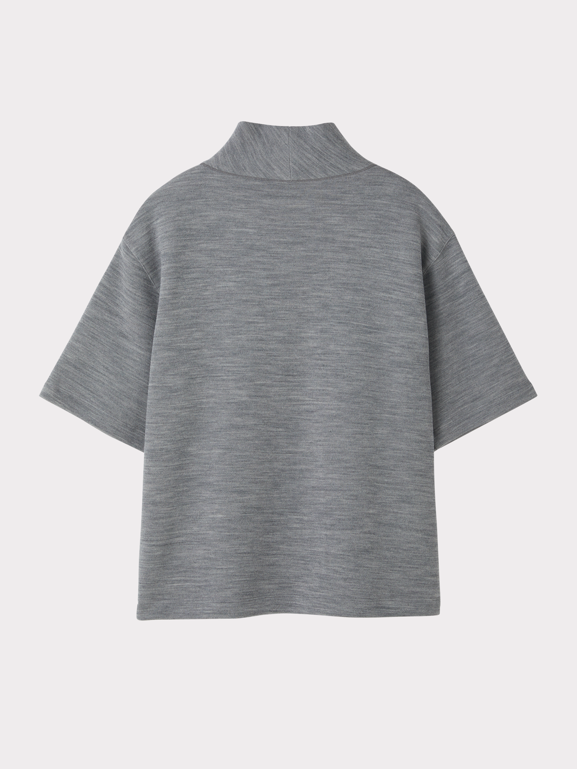 Scarf Neck Wool Jersey Top (Melange Grey)