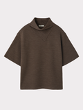 Scarf Neck Wool Jersey Top (Taupe Brown)