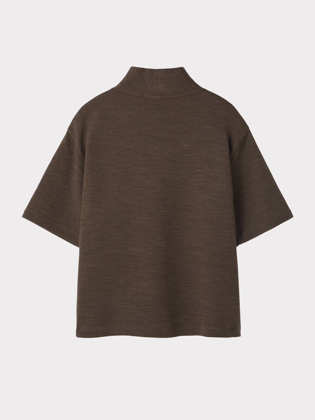 Scarf Neck Wool Jersey Top (Taupe Brown)