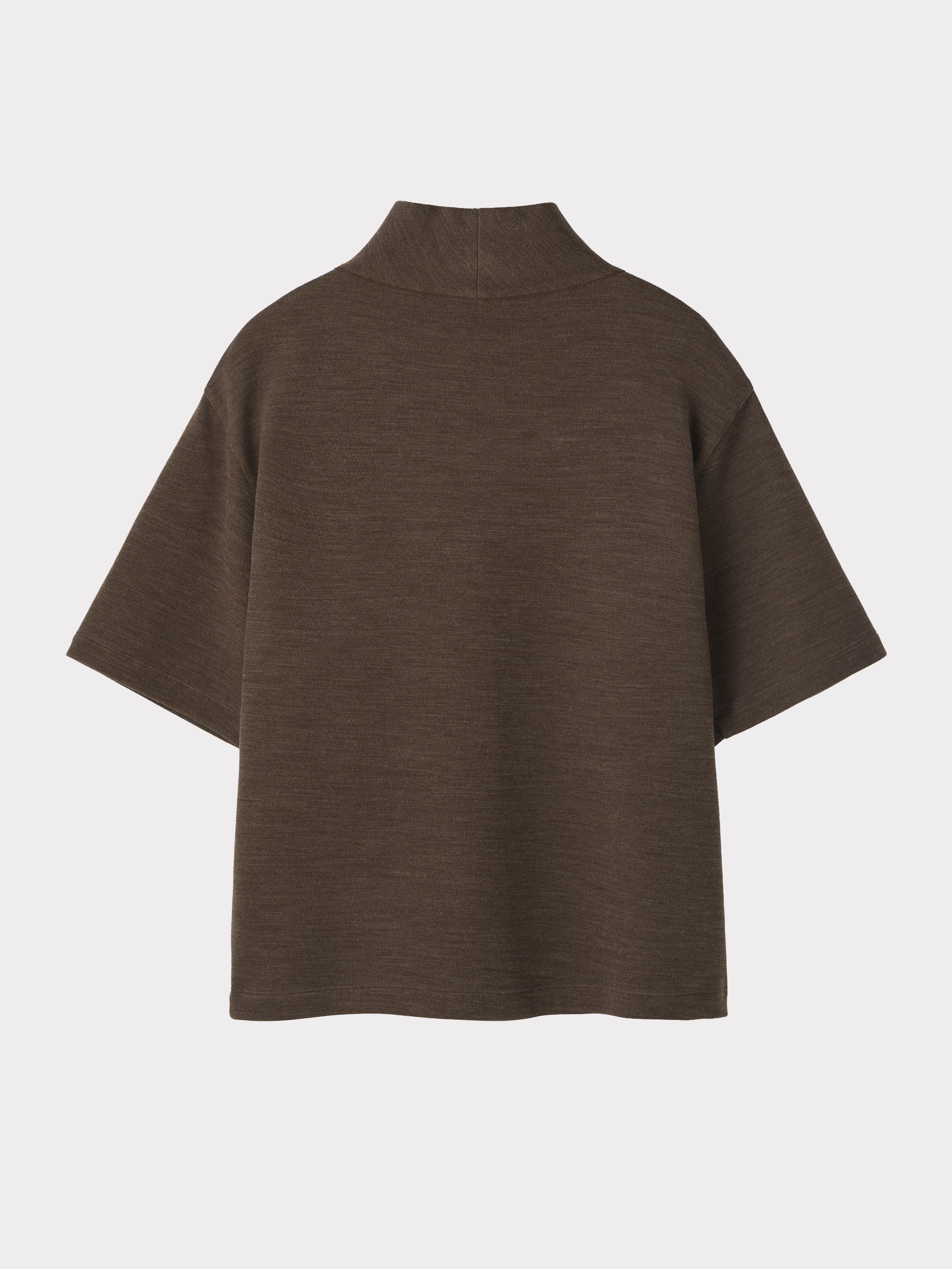 Scarf Neck Wool Jersey Top (Taupe Brown)