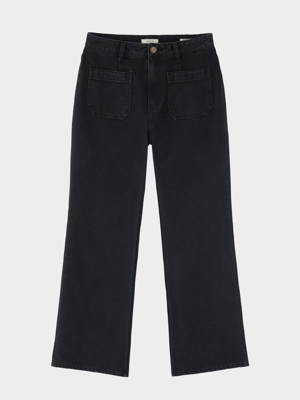 Front Pocket Flare Denim Pants (Black)