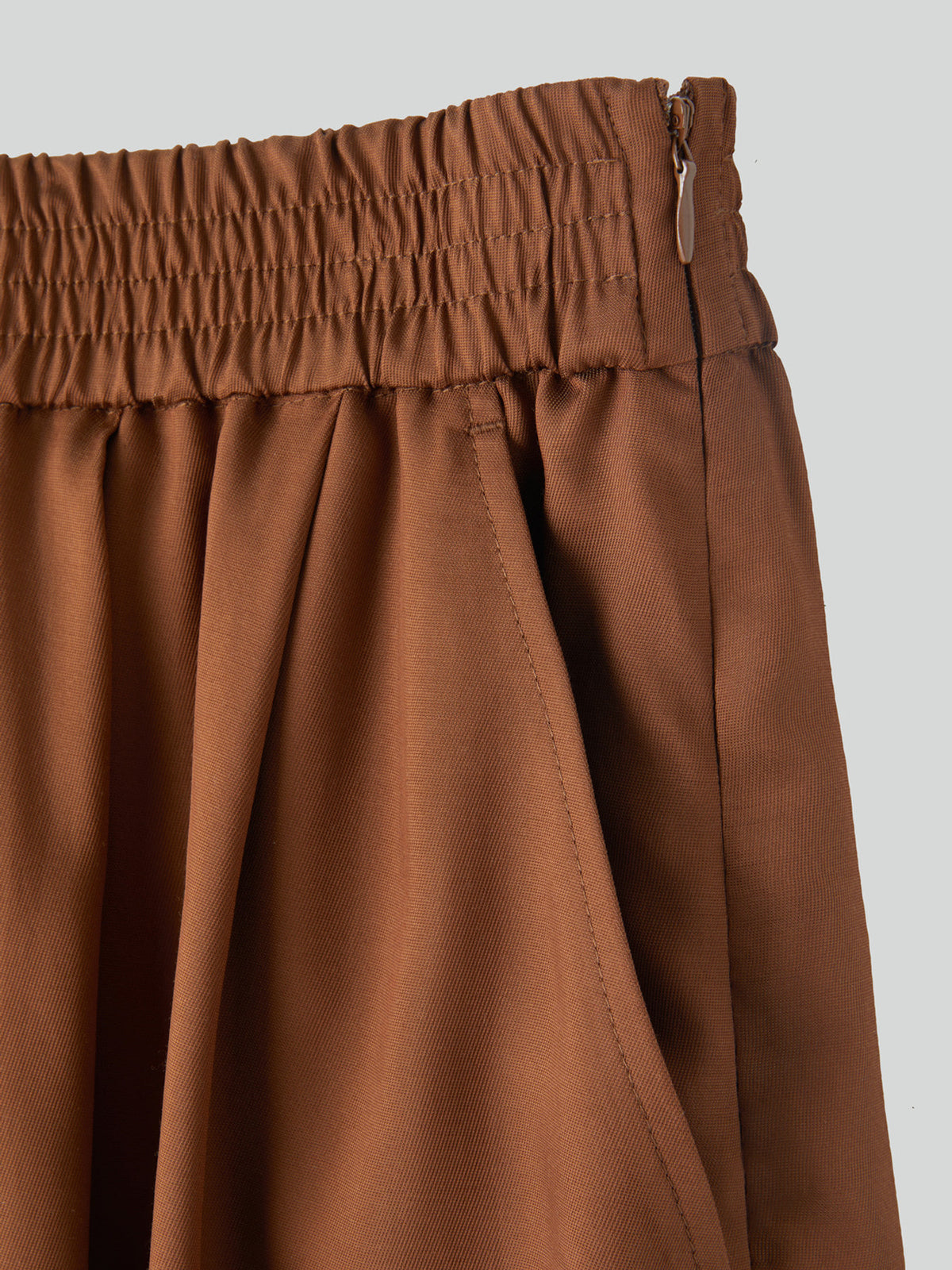 Banding Wide Culotte Pants (Red Brown)