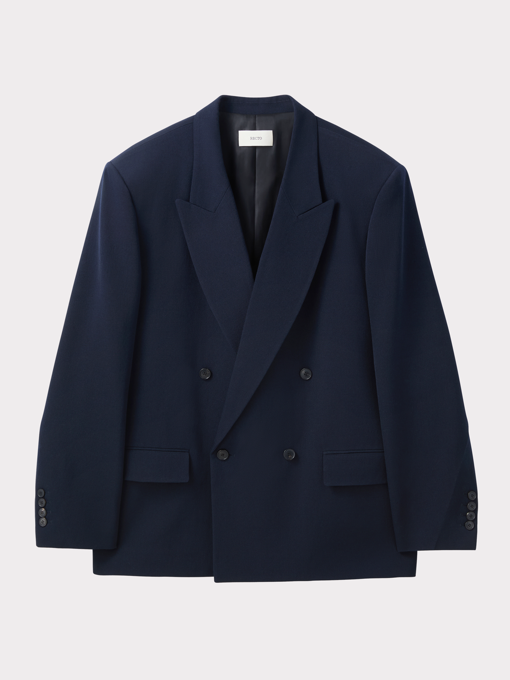 Classic Double Breasted Suit Jacket (Dark Navy)