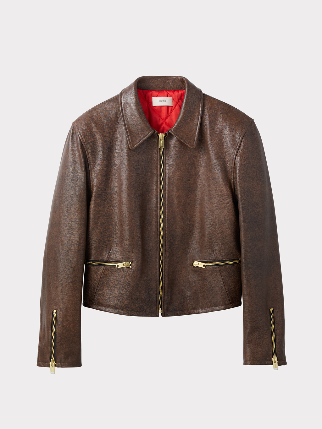 Zip Detail Leather Jumper (Vintage Brown)