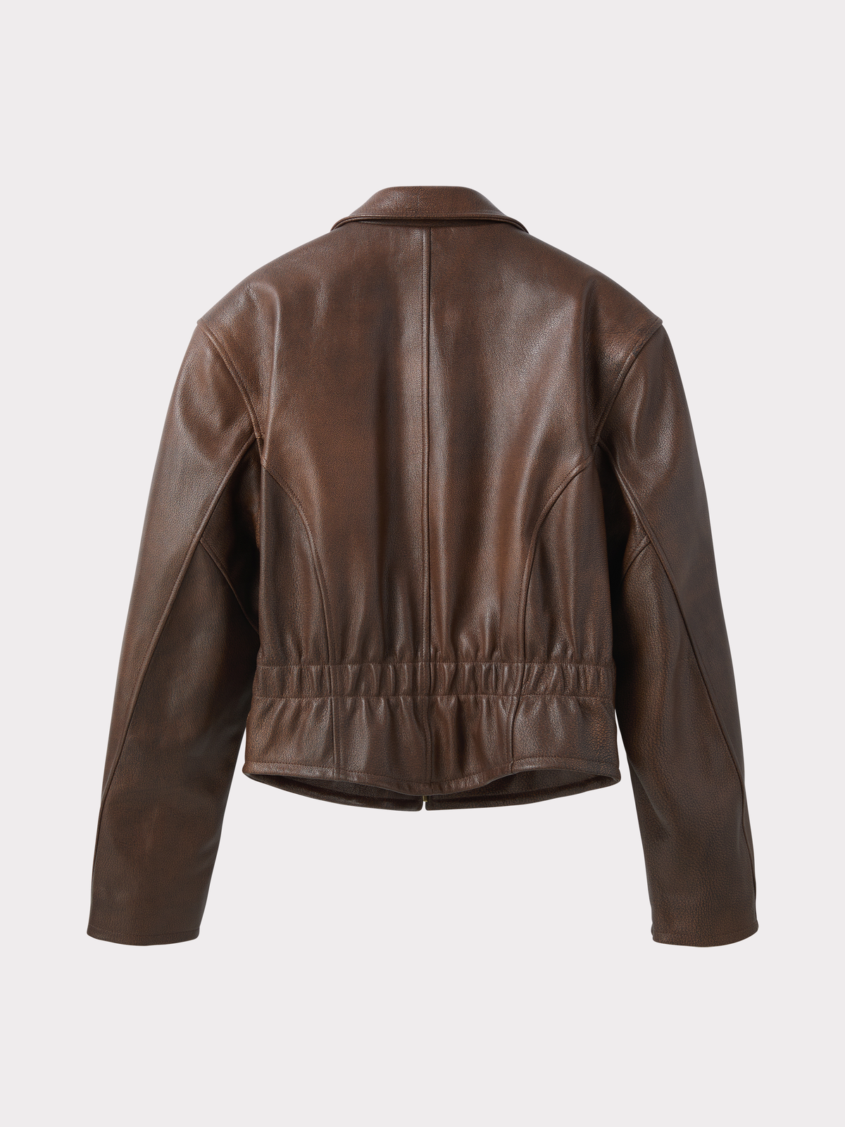 Zip Detail Leather Jumper (Vintage Brown)