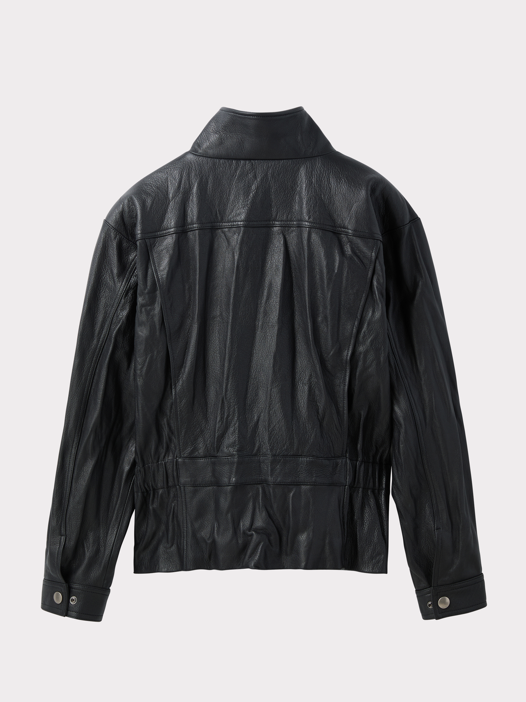 High Neck Belted Leather Jumper (Black)