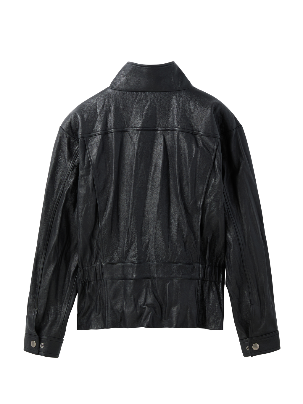 High Neck Belted Leather Jumper (Black)