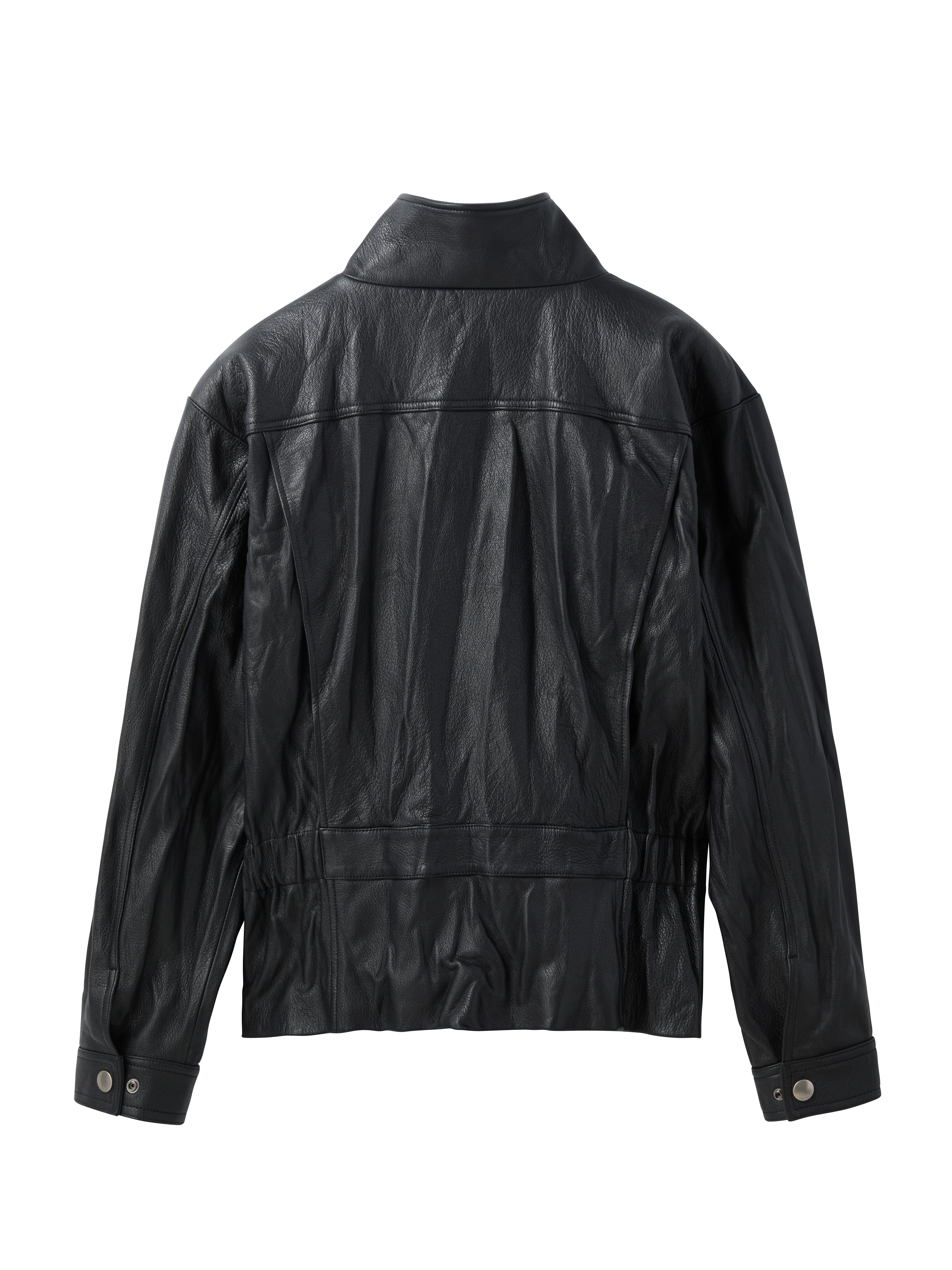 High Neck Belted Leather Jumper (Black)