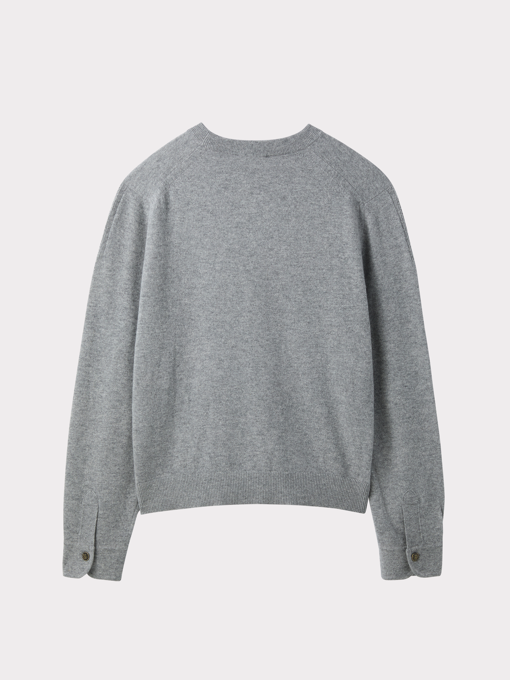 Shirt Cuffs Detail Knit Top (Melange Grey)