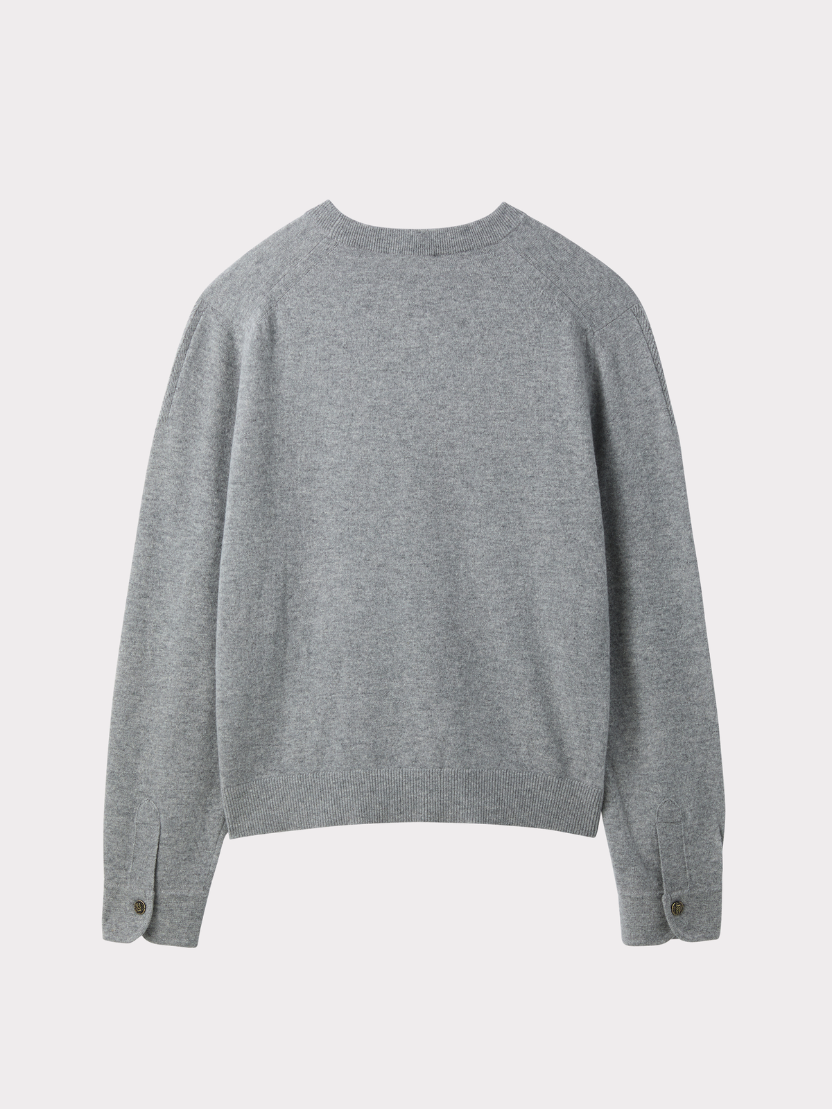 Shirt Cuffs Detail Knit Top (Melange Grey)