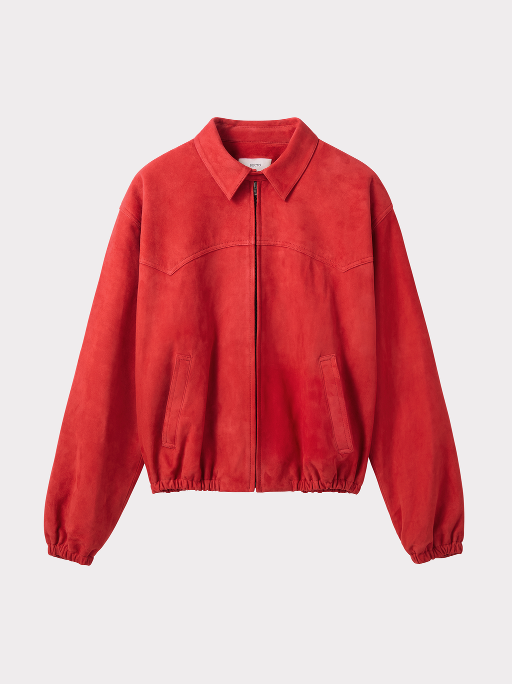 Suede Harrington Jumper (Scarlet Red)
