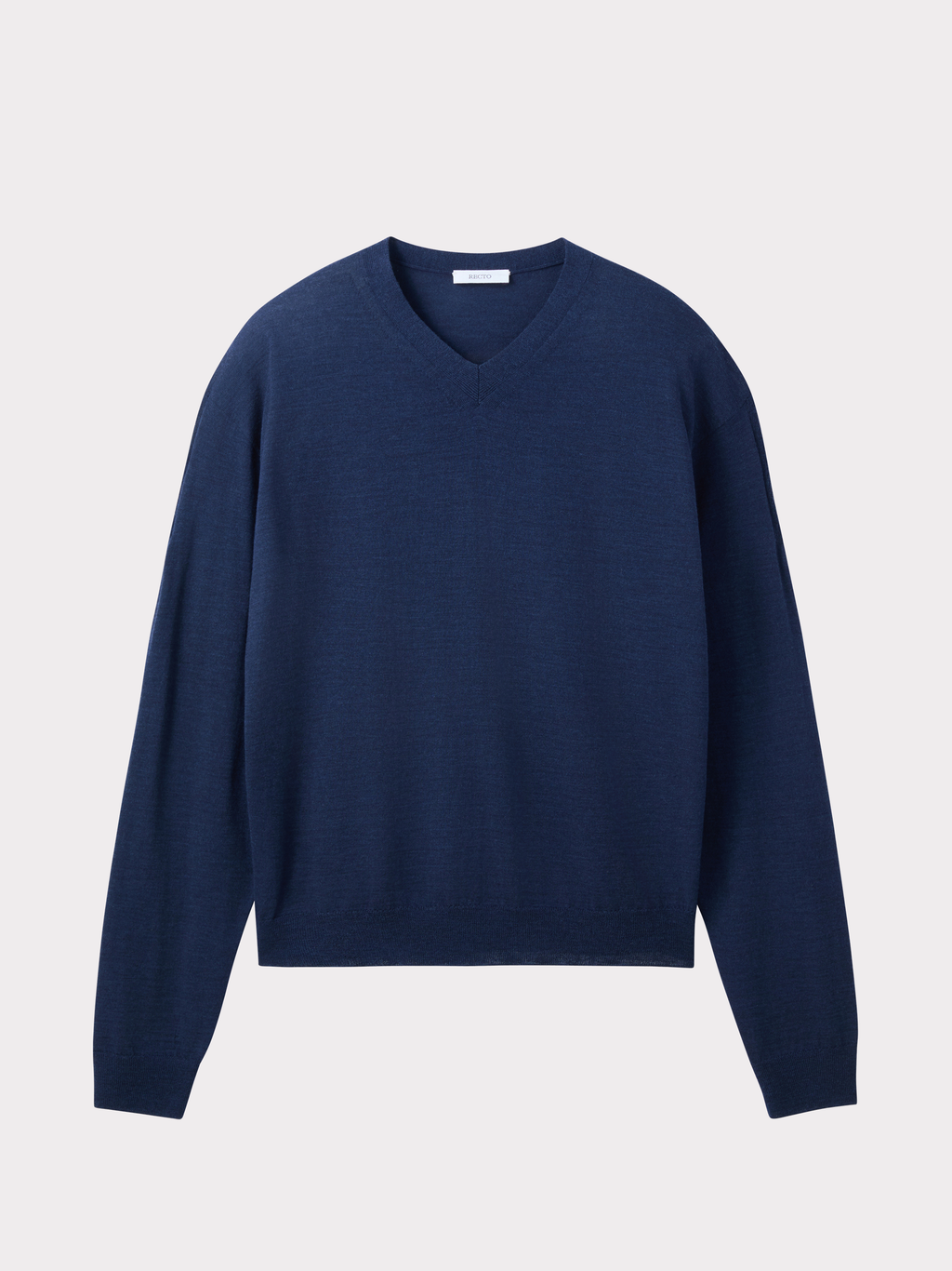 Wool V-Neck Knit Top (Indigo Navy)