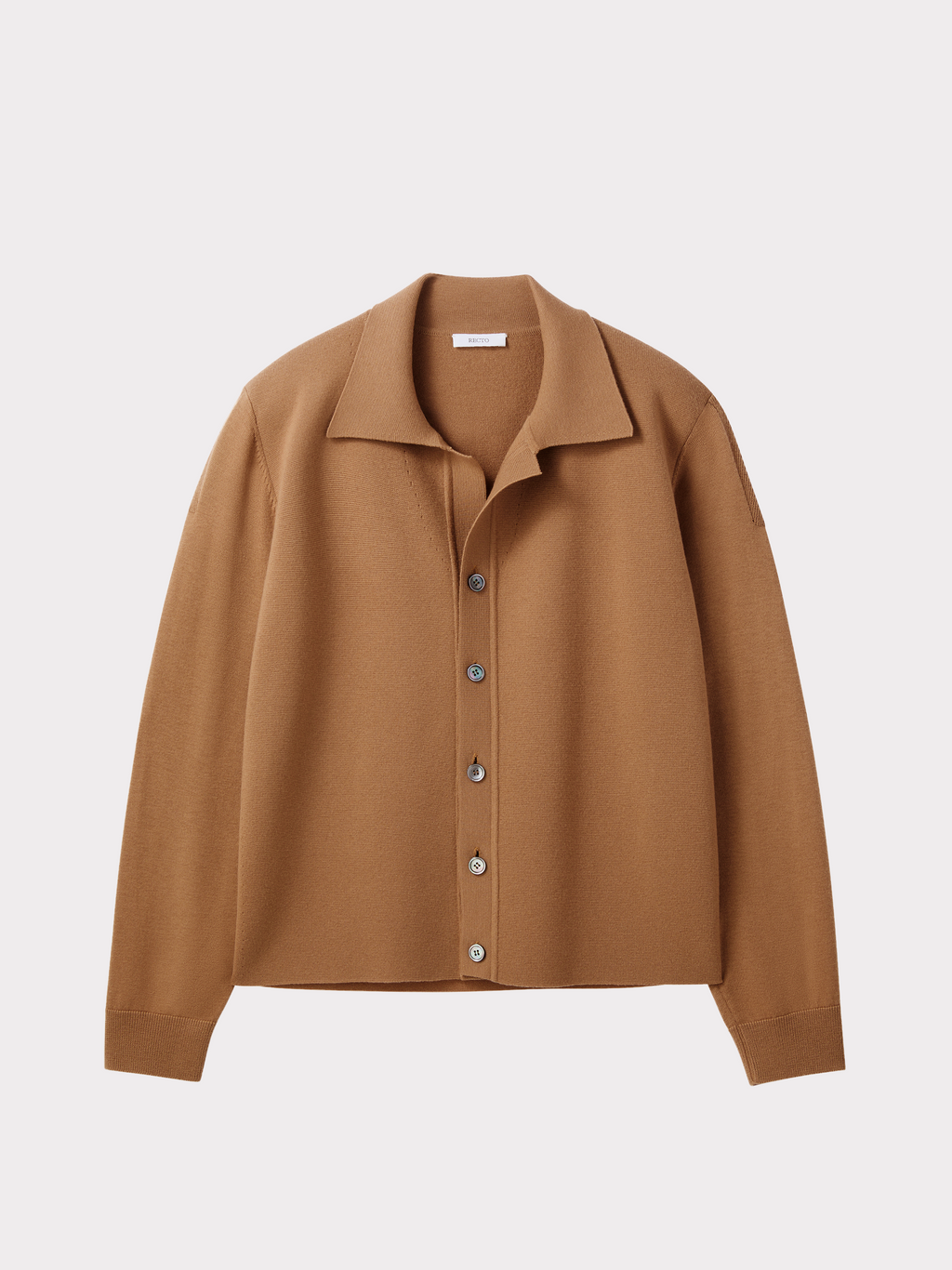 Open Collar Knit Cardigan (Camel Beige)