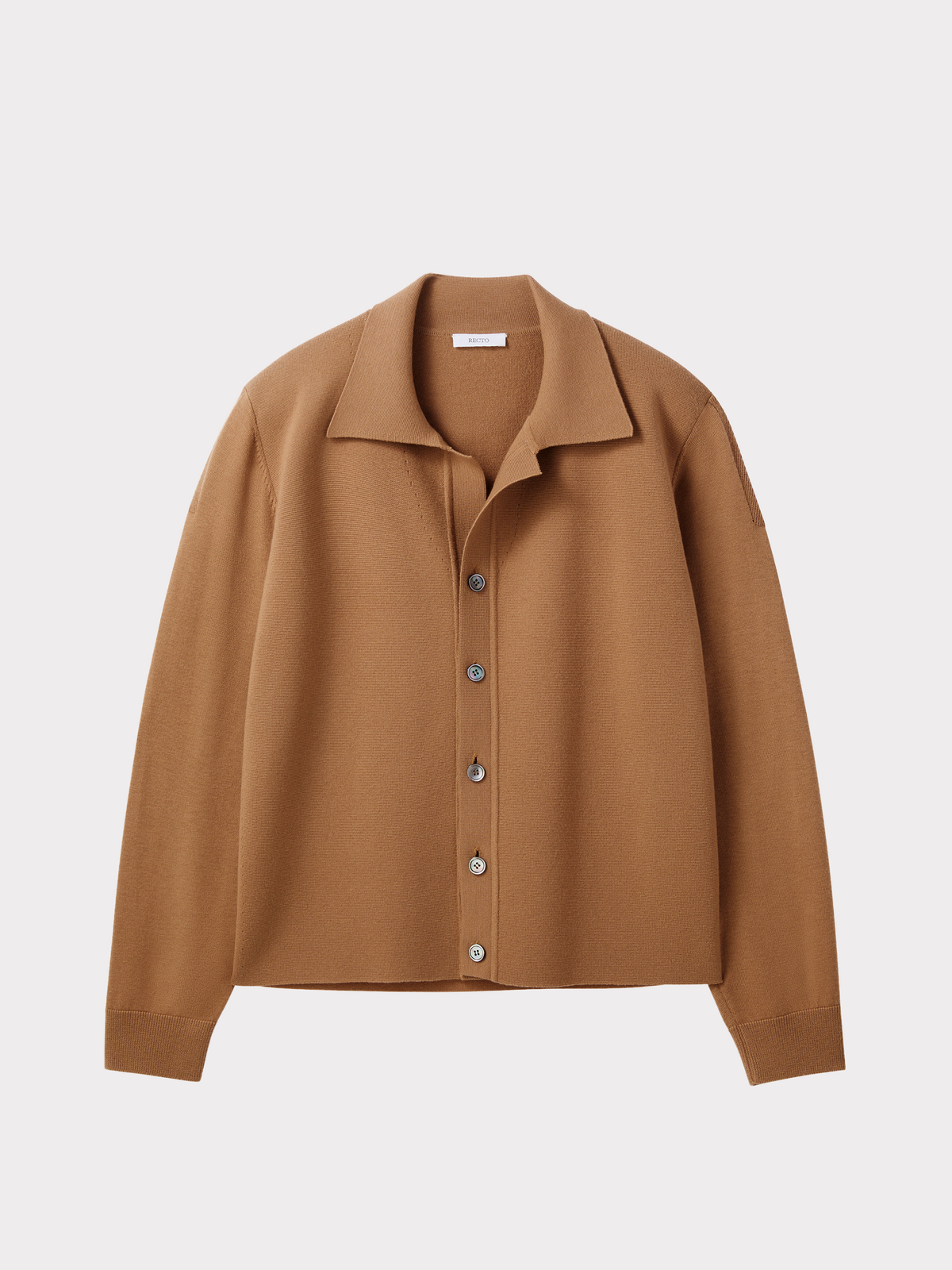 Open Collar Knit Cardigan (Camel Beige)