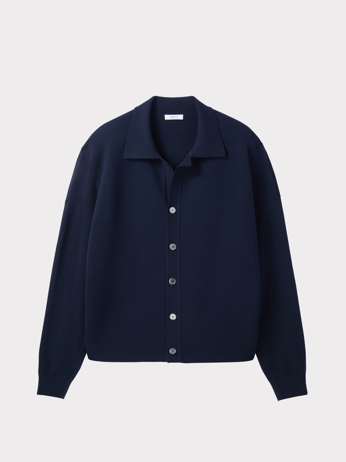 Open Collar Knit Cardigan (Dark Navy)