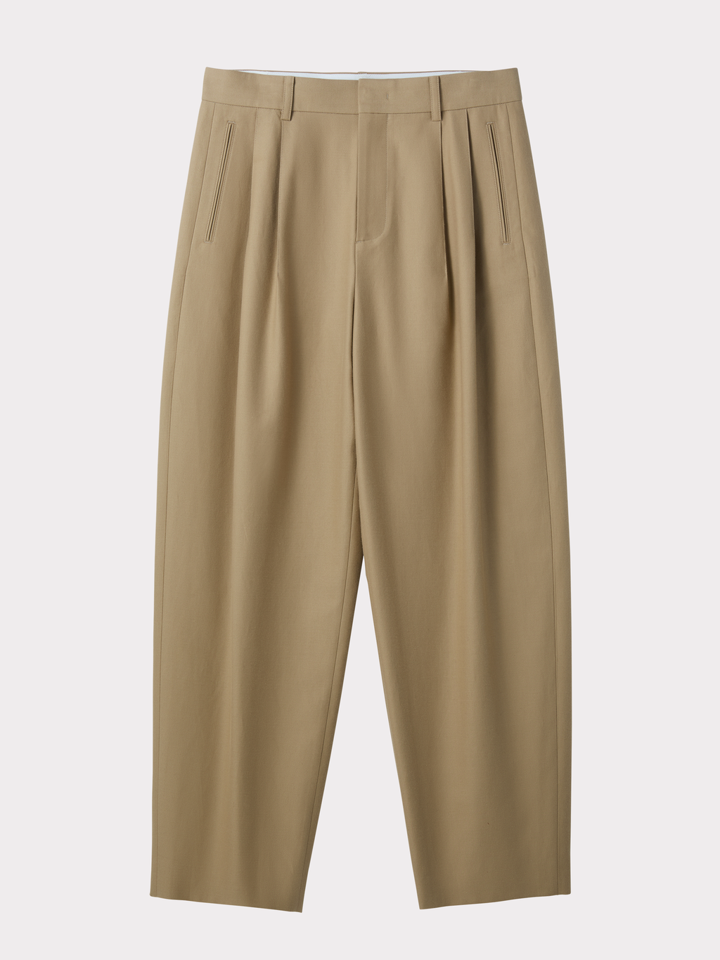 Wool Blend Tuck Pants (Beige)