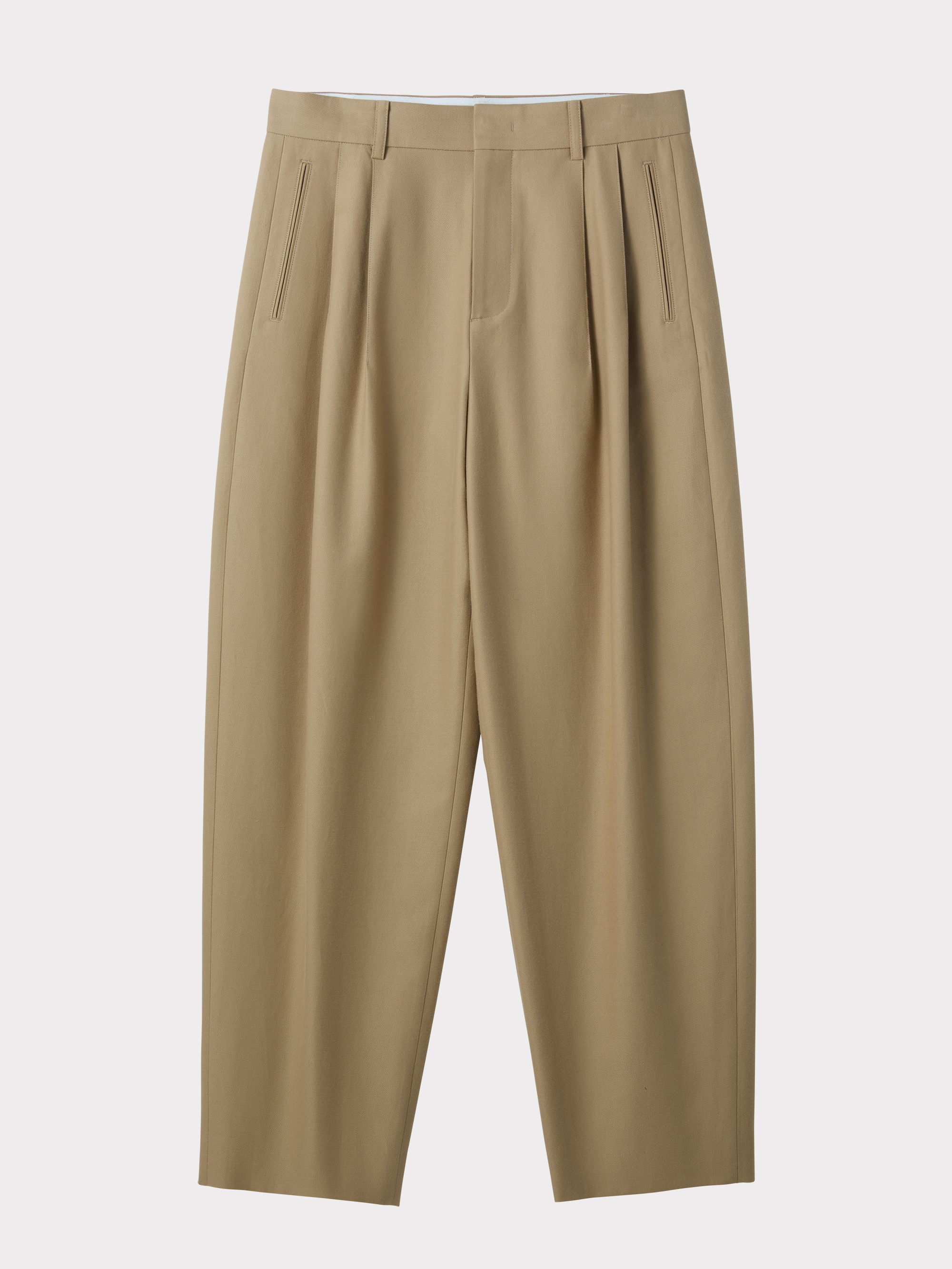 Wool Blend Tuck Pants (Beige)
