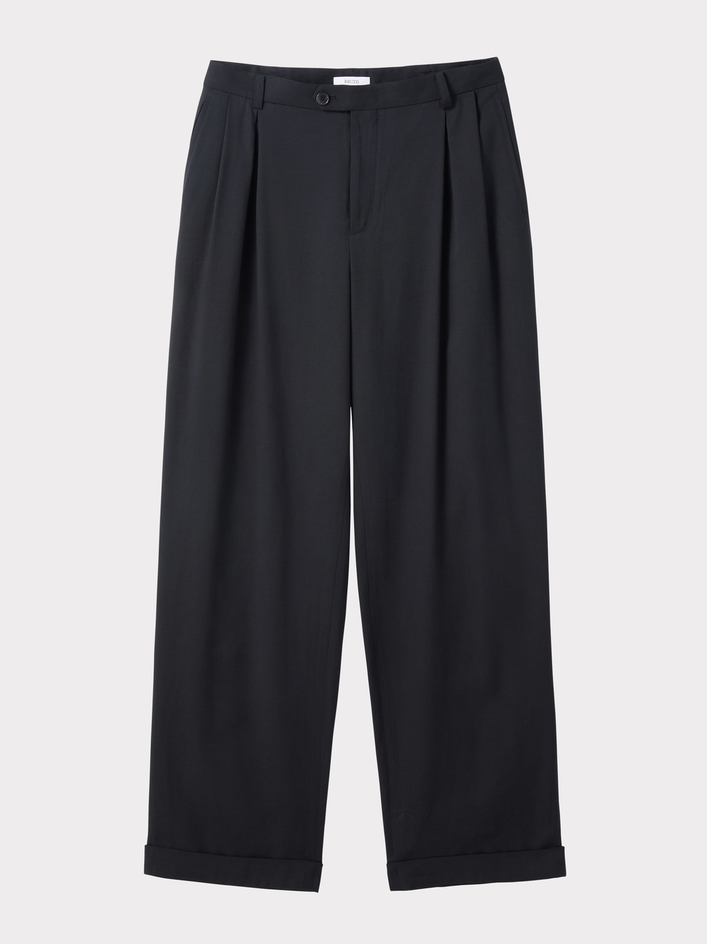 Tuck Detail Turn-Up Pants (Black)