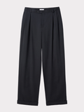 Tuck Detail Turn-Up Pants (Black)