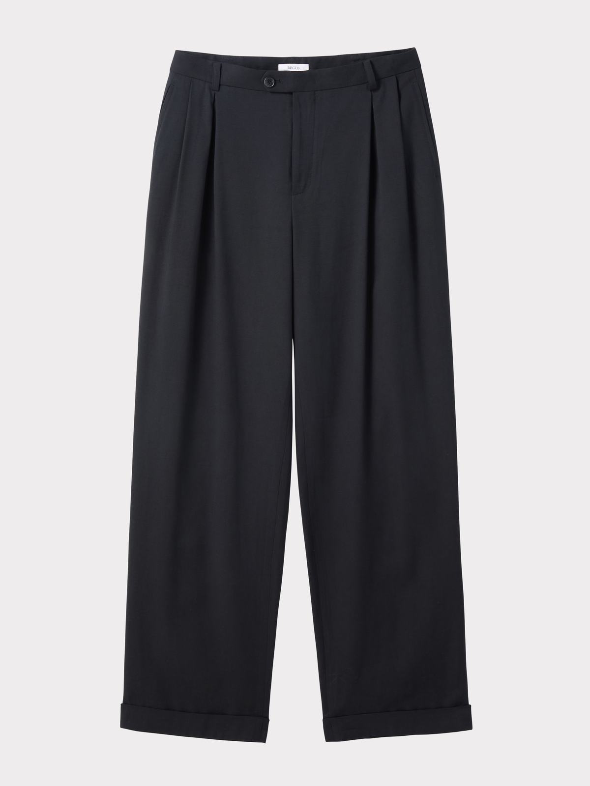 Tuck Detail Turn-Up Pants (Black)