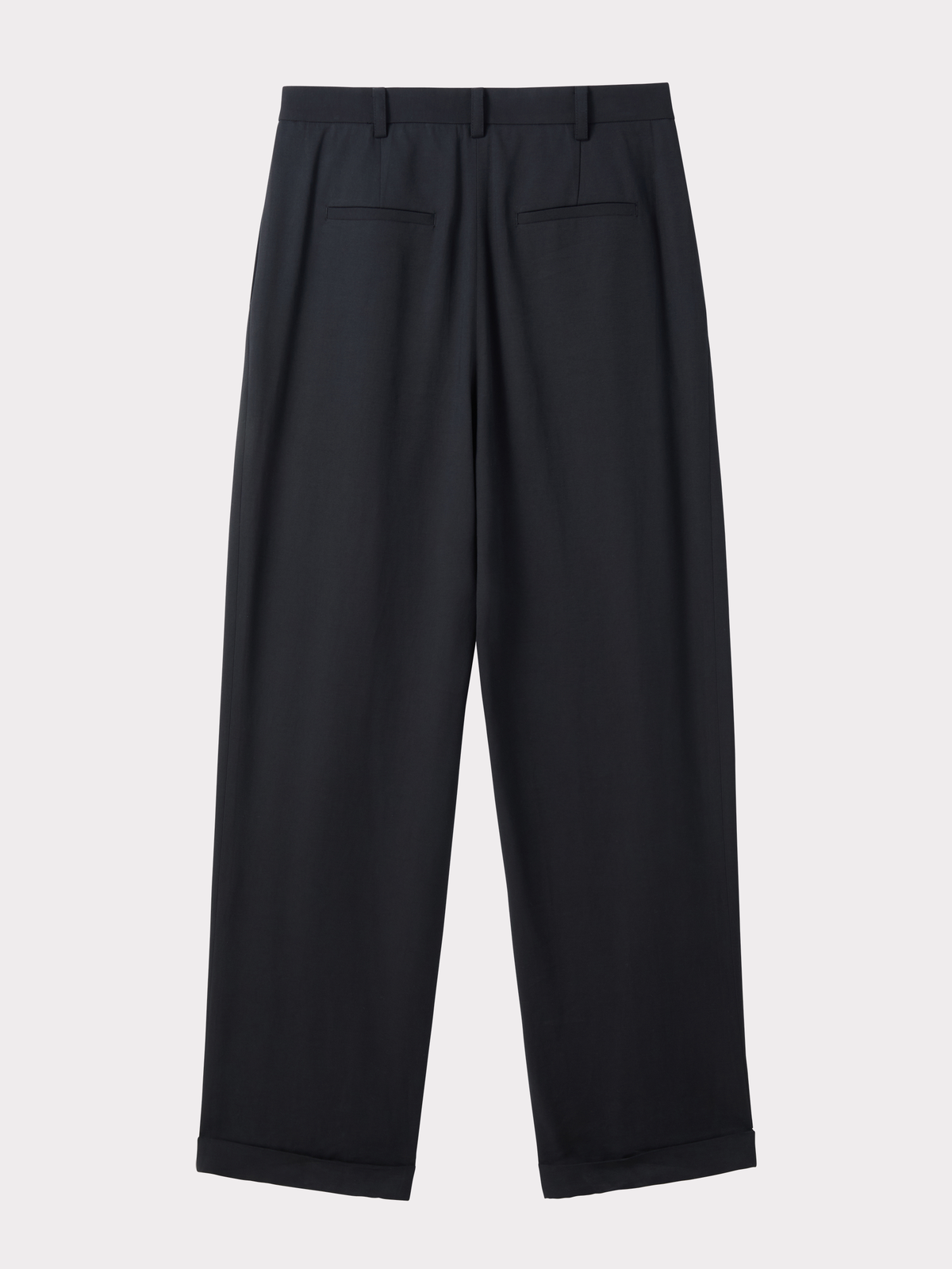 Tuck Detail Turn-Up Pants (Black)