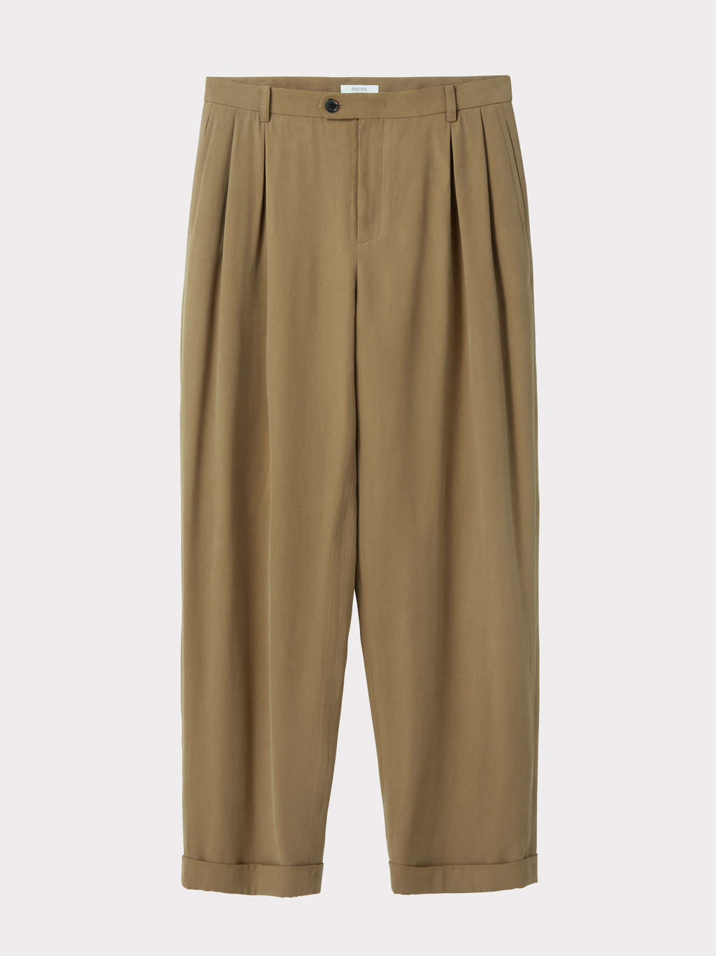 Tuck Detail Turn-Up Pants (Dark Olive)